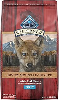 Blue Buffalo Wilderness Rocky Mountain Recipe High Protein Natural Puppy Dry Dog Food, Red Meat with Grain 28 lb bag