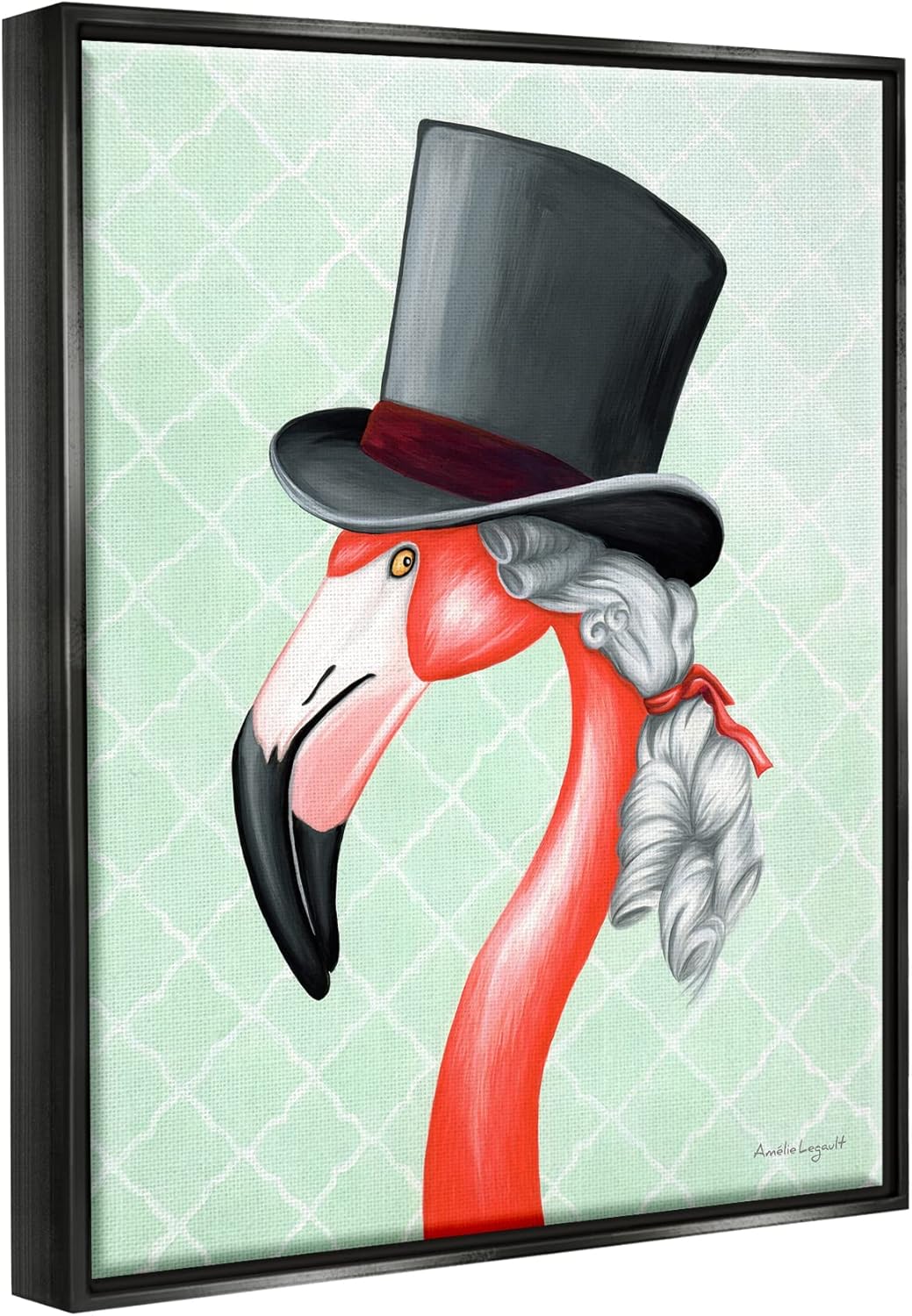 Stupell Industries Flamingo Old-Fashioned Hair Top Hat Patterned Squares, Design by Amelie Legault