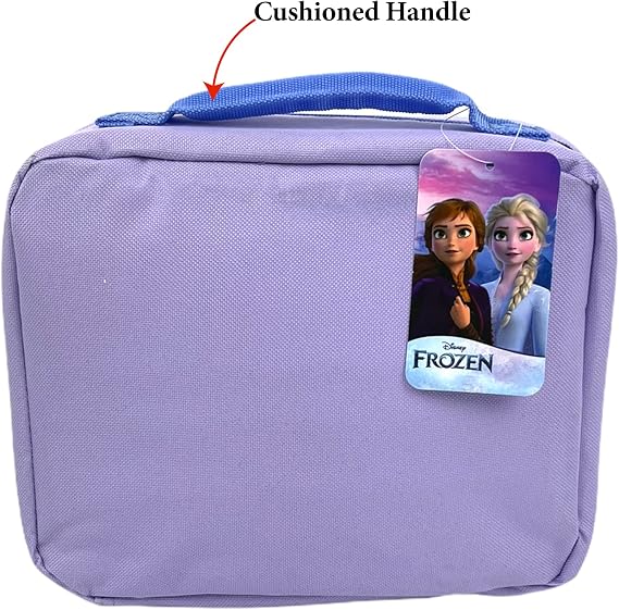 Disney Frozen 2 Lunch Box with Princesses Elsa and Anna - Soft Insulated Lunch Bag for Girls, Purple