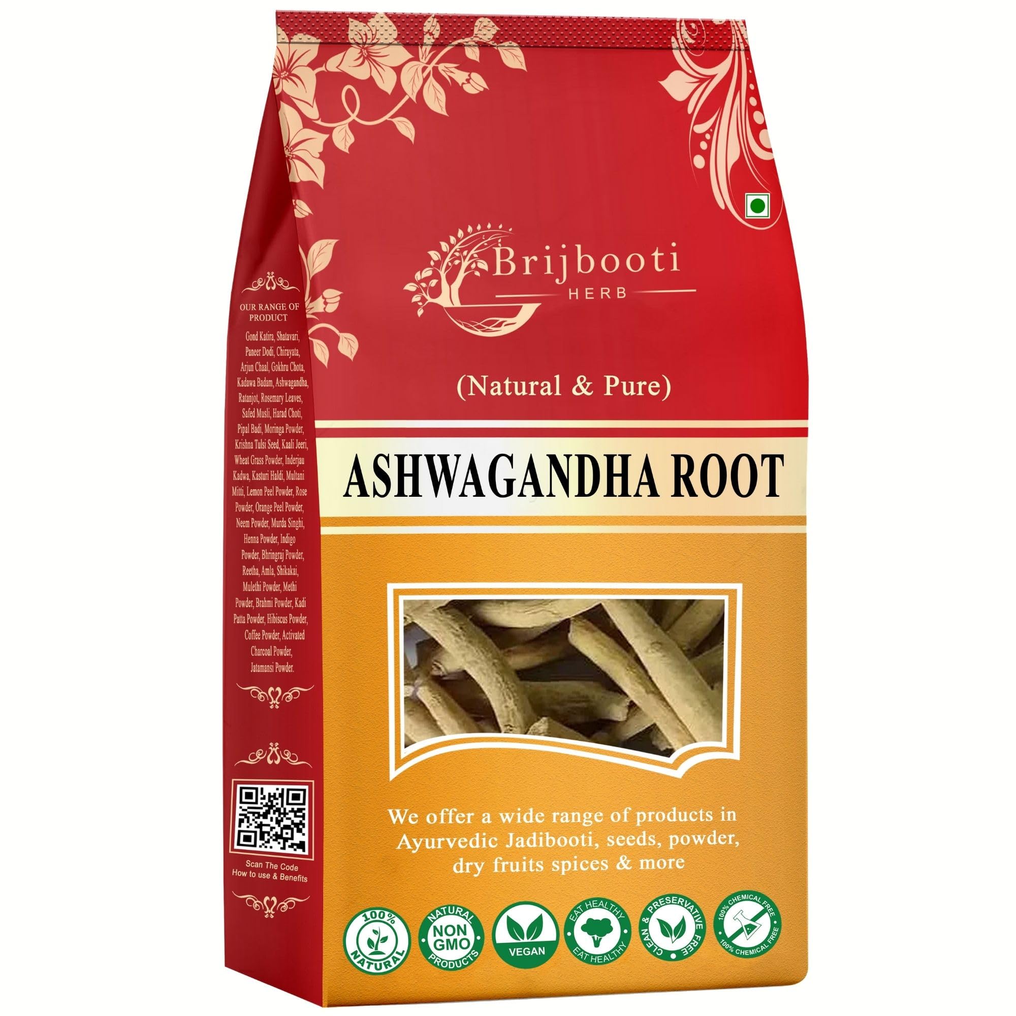 BIRJU MAHAVIR Ashwagandha Withania Somnifera Root, Natural, 200 g