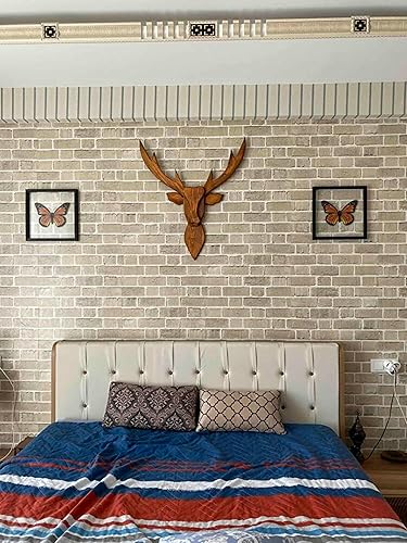 Miniatura 6 de Large Wooden Deer Head 31.5 inch Handmade Faux Deer Head Farmhouse Wall Decor 3d Animal Head Faux Taxidermy Rustic Wall Sculpture Living Room Modern