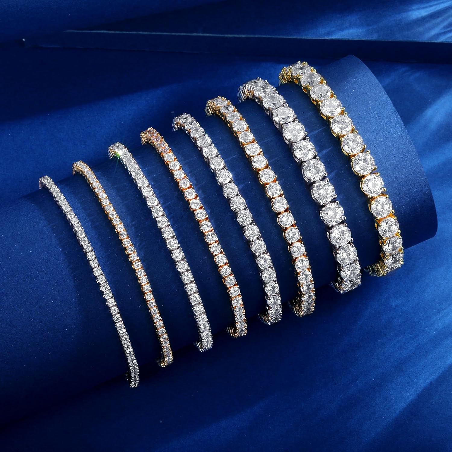 Gemsme Tennis Bracelet for Women Men, White/Yellow Gold Plated 5mm Round Cubic Zirconia Classic Tennis Bracelet(6-8inch) - Image 3