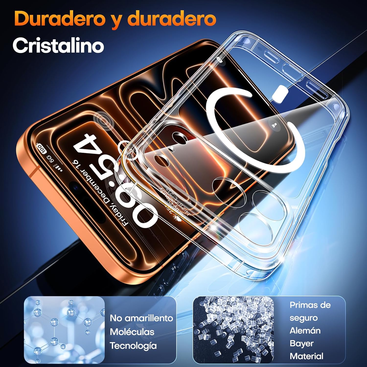 TAURI for iPhone 17 Pro Case 6.3" with 1-Pack Screen Protector, Compatible with MagSafe, Military-Grade Protection, [Anti-Yellowing] Shockproof Transparent Magnetic Phone Cover - Clear - Image 5