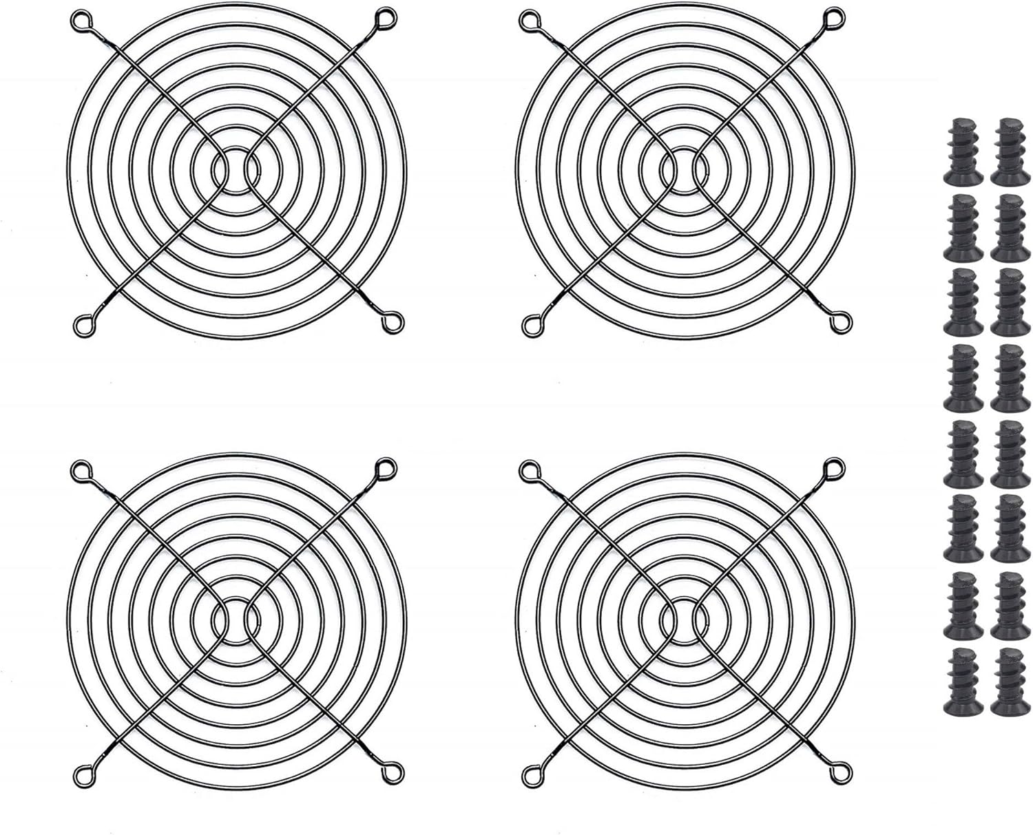 Easycargo 4pcs 120mm Fan Grill Guard Black with Screws