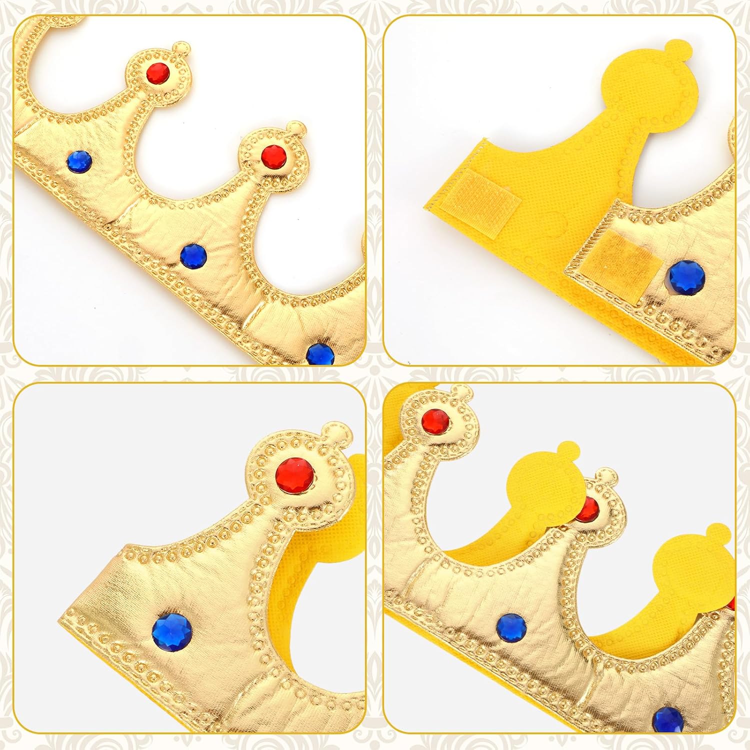 King Crown for Men, 2 Pcs Golden Plastic King Crown Party Costume Crowns For Birthday, Royal Prince Regal Accessory, Adjustable 22.44 Inch (57 cm)