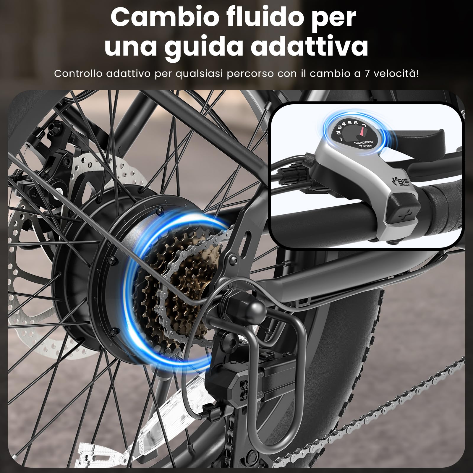 Touroll Bicicletta Elettrica, S3/S3 Pro Bici Elettrica pieghevole, 20"×3.0" fat bike elettrica, Autonomia 195 KM, Forcella Ammortizzata,Batteria Rimovibile