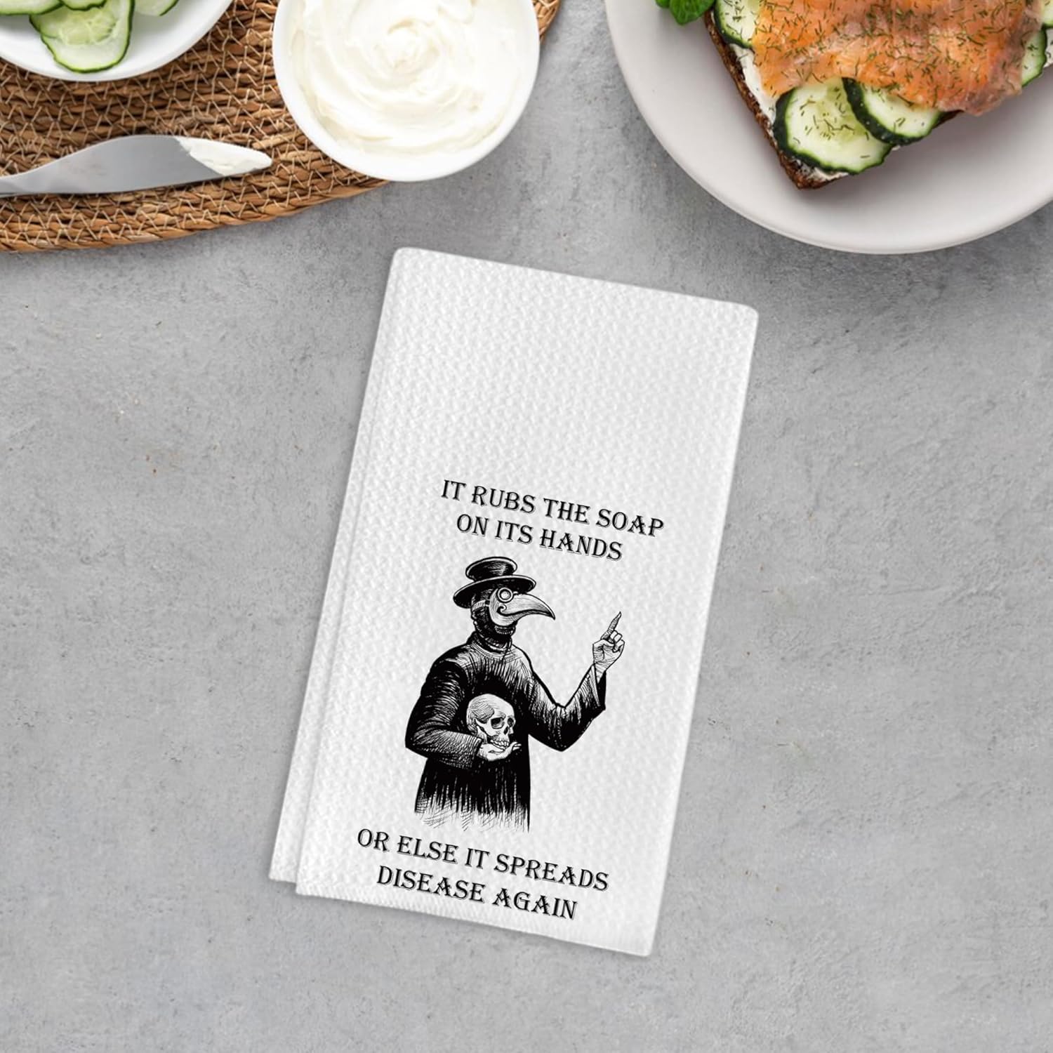 Gothic Design Kitchen Towels, Gothic Gifts for Goth Loversm, Gothic Waffle Weave Kitchen Towels(16x24 Inches) - Image 4