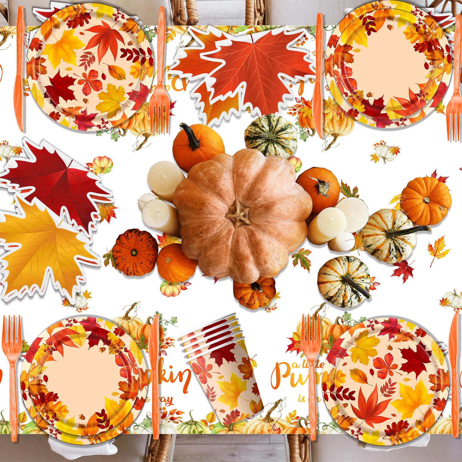 Herbst-Ahornblätter Teller & Servietten Set – 60-teilige Deko Für Herbstpartys & Geburtstage