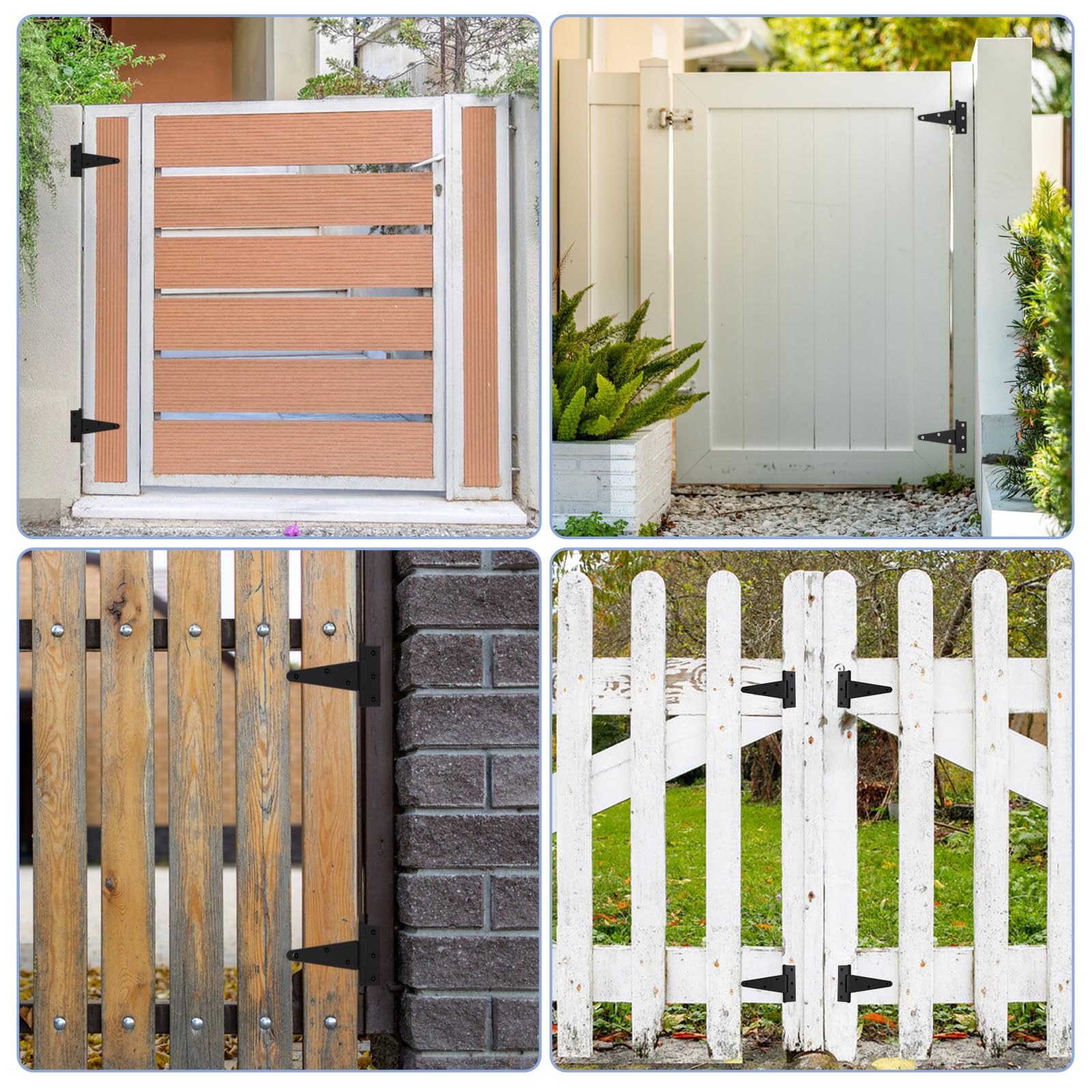 Bisagra en T de 75 mm, 20 unidades, color negro, con forma de T, bisagra plegable, resistente con 140 tornillos para puertas de madera, puertas de cobertizo, puertas de jardín, ventanas