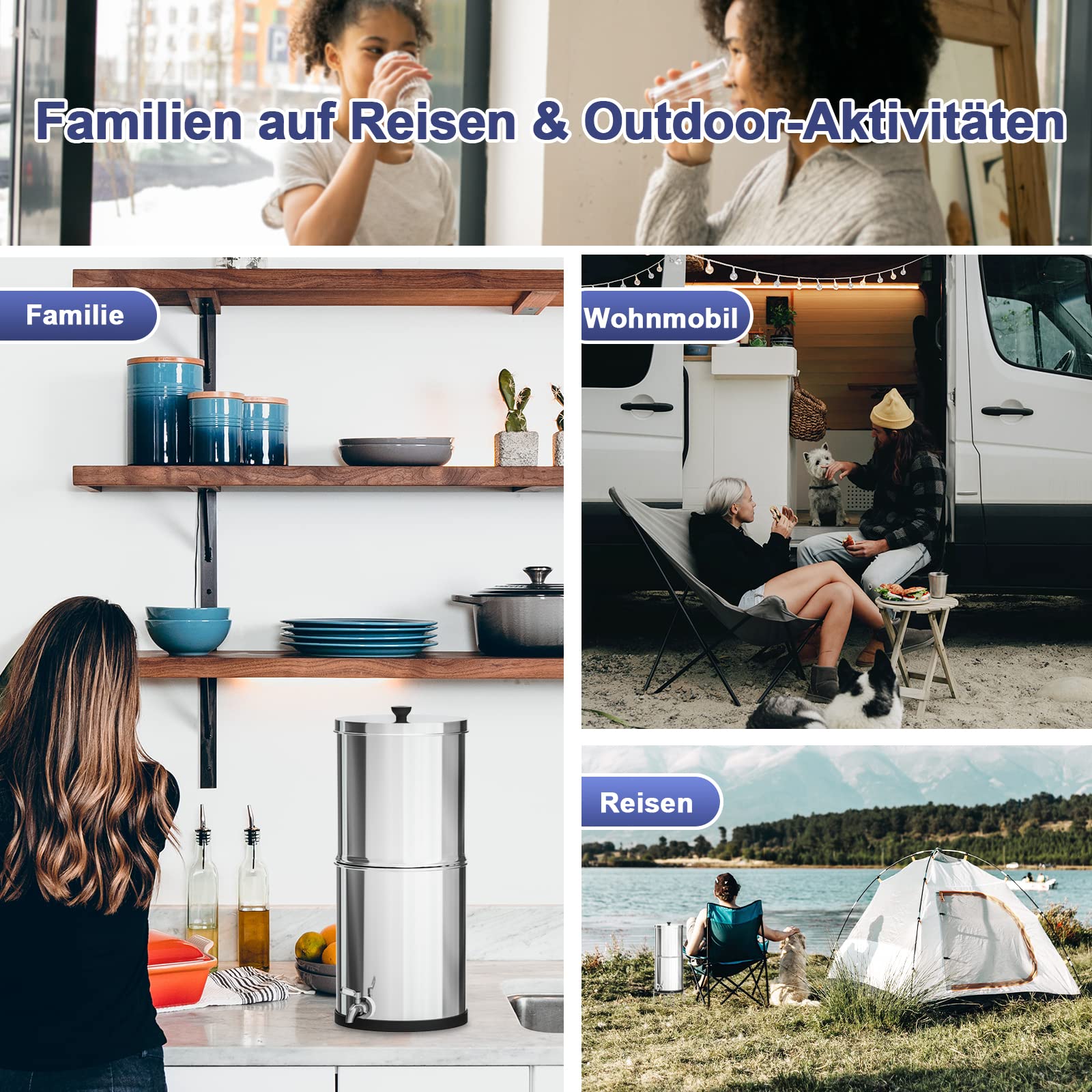 Purewell 8,5L Schwerkraft-Wasserfilter mit Aktivkohle