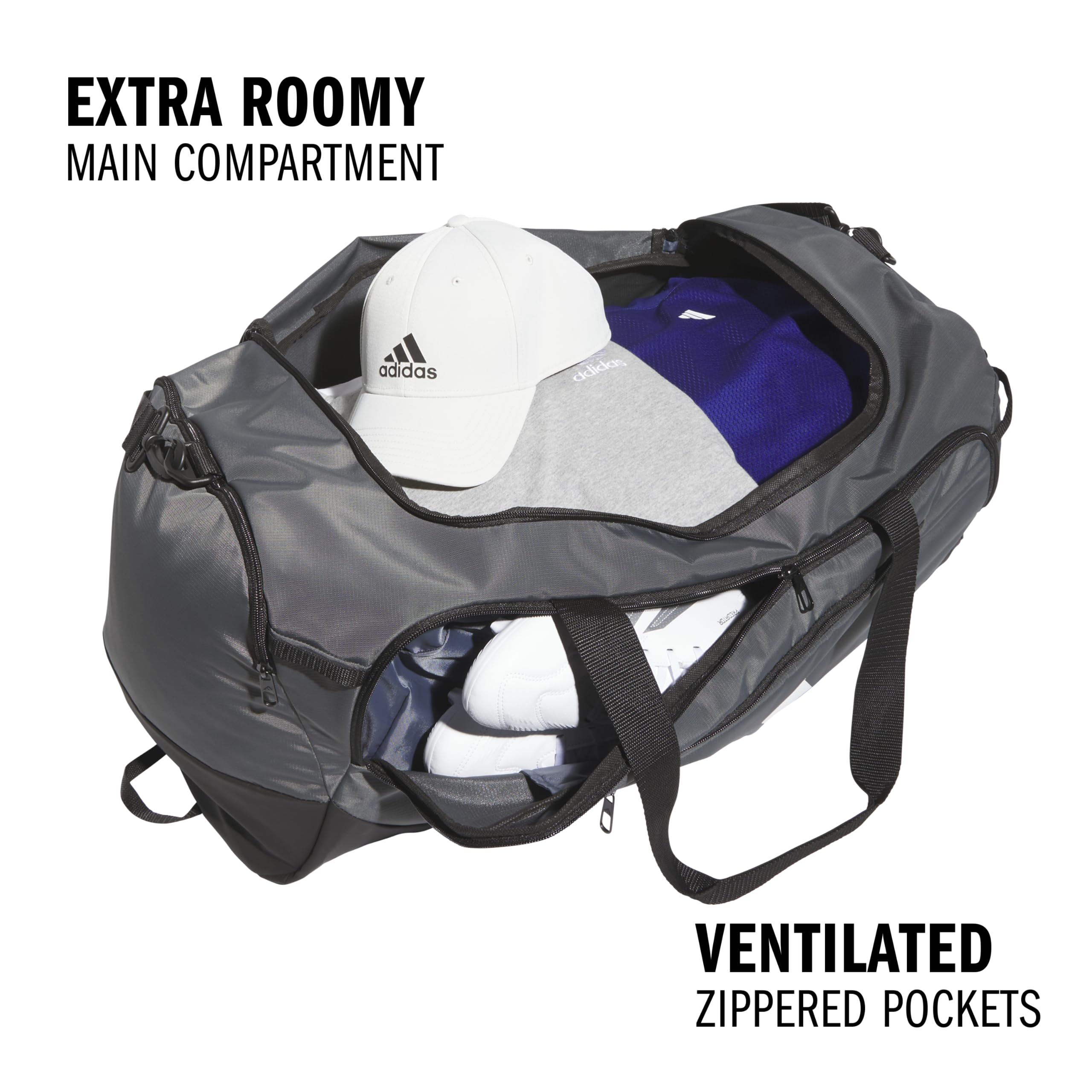 adidas Defender 5 Kleine Reisetasche, Team Dunkelgrau, Defender 5.0 Seesack, strapazierfähige Reisetasche, Sporttasche, für Damen und Herren