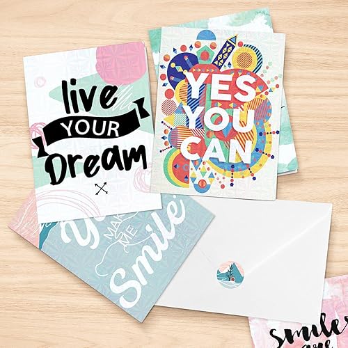 Miniatura 3 de Deeplay Tarjetas de felicitación motivacionales, 24 paquetes de tarjetas holográficas inspiradoras con citas, tarjetas de mejoramiento,