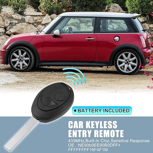 Miniatura 2 de X AUTOHAUX 433MHz reemplazo inteligente de proximidad sin llavero remoto para BMW Mini cobre 2002 2003 2004 2005 2 botones con llave de puerta