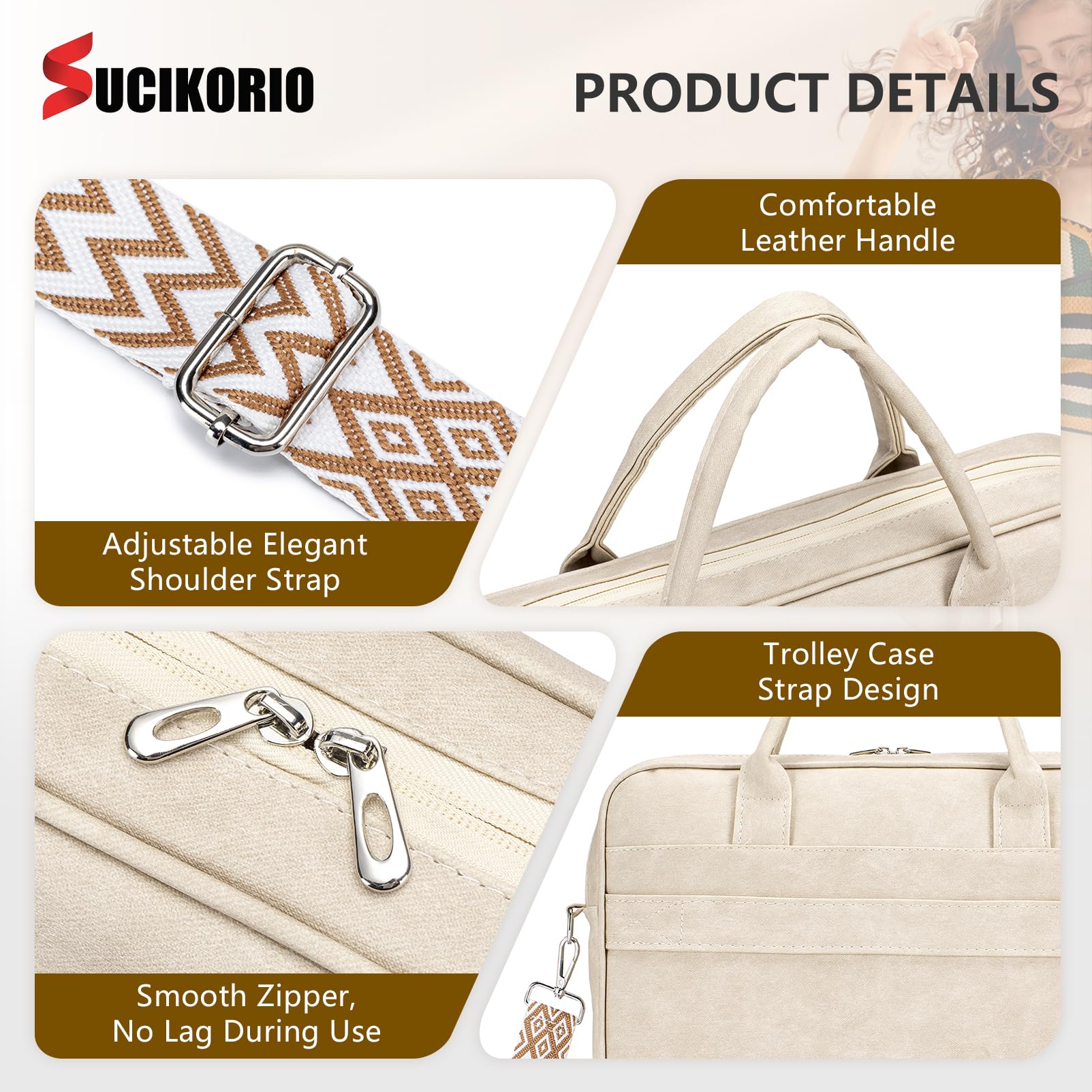 Maletin Ordenador Portatil Mujer 14 Pulgadas, Cuero Impermeable Bolso Portatil Mujer Bolso Trabajo Portadocumentos Grande Maletin Profesora para Universidad, Viajes, Trabajo, Negocios
