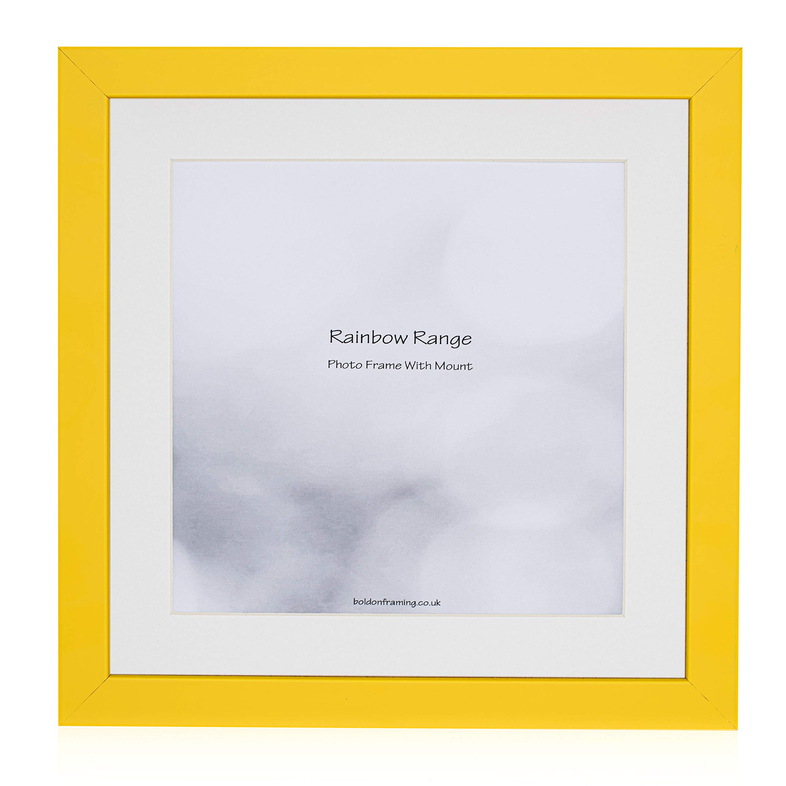 Boldon FramingYellow, Square Thin Photo Frame in Solid Wood with White Wall Mount, 50x70cm For Pic A2