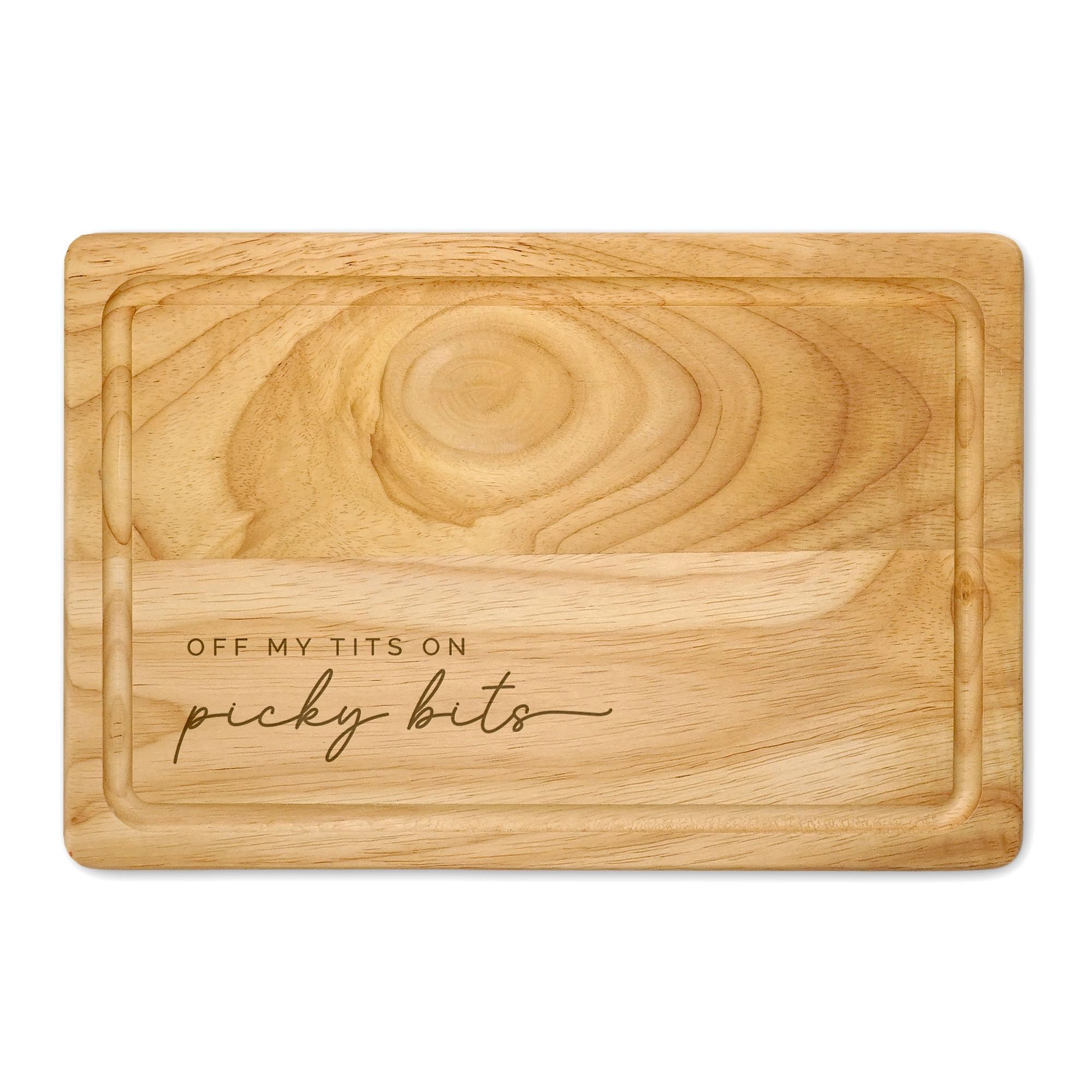 Funny Snack Board Picky Bits Wooden Chopping Board, Cheese & Charcuterie Gift, Humorous Kitchen Board for Food Lovers Perfect Mothers Day & Christmas (Script Font, Small)
