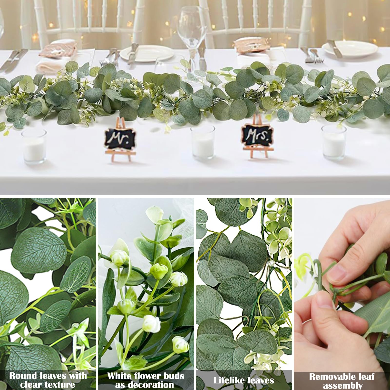 Set di ghirlande di fiori artificiali ghirlande di vite di rose da matrimonio ghirlanda di eucalipto decorazione da appendere per feste Champagne | Leroy Merlin