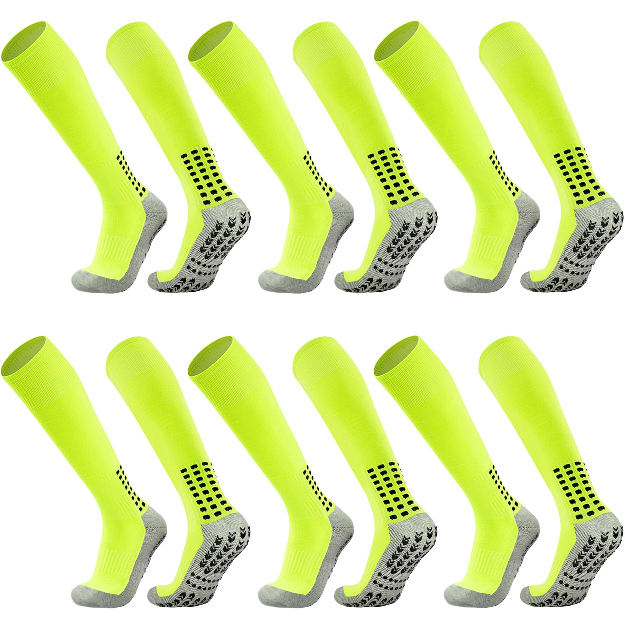 Vegove Youth Soccer Grip Cushioned Socks, Non Slip Sports Socks 6-10 Years Old Boy Girls, Knee High Compression Football Sock