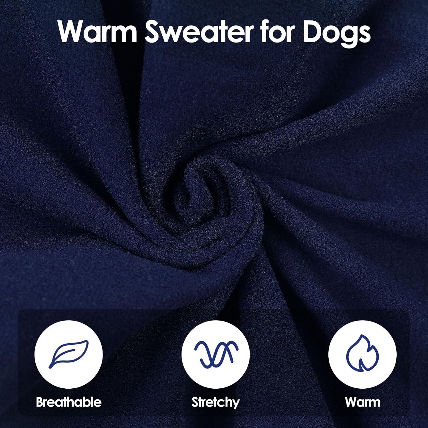 XXL Dog Sweater - Turtleneck Dog Sweater Vest, Stretch Pullover Fleece Coat for Extra Large Dogs Boy Girl, Warm Sweatshirt Jumpsuit Soft Pajamas for Beagle, Navy Blue 2XL