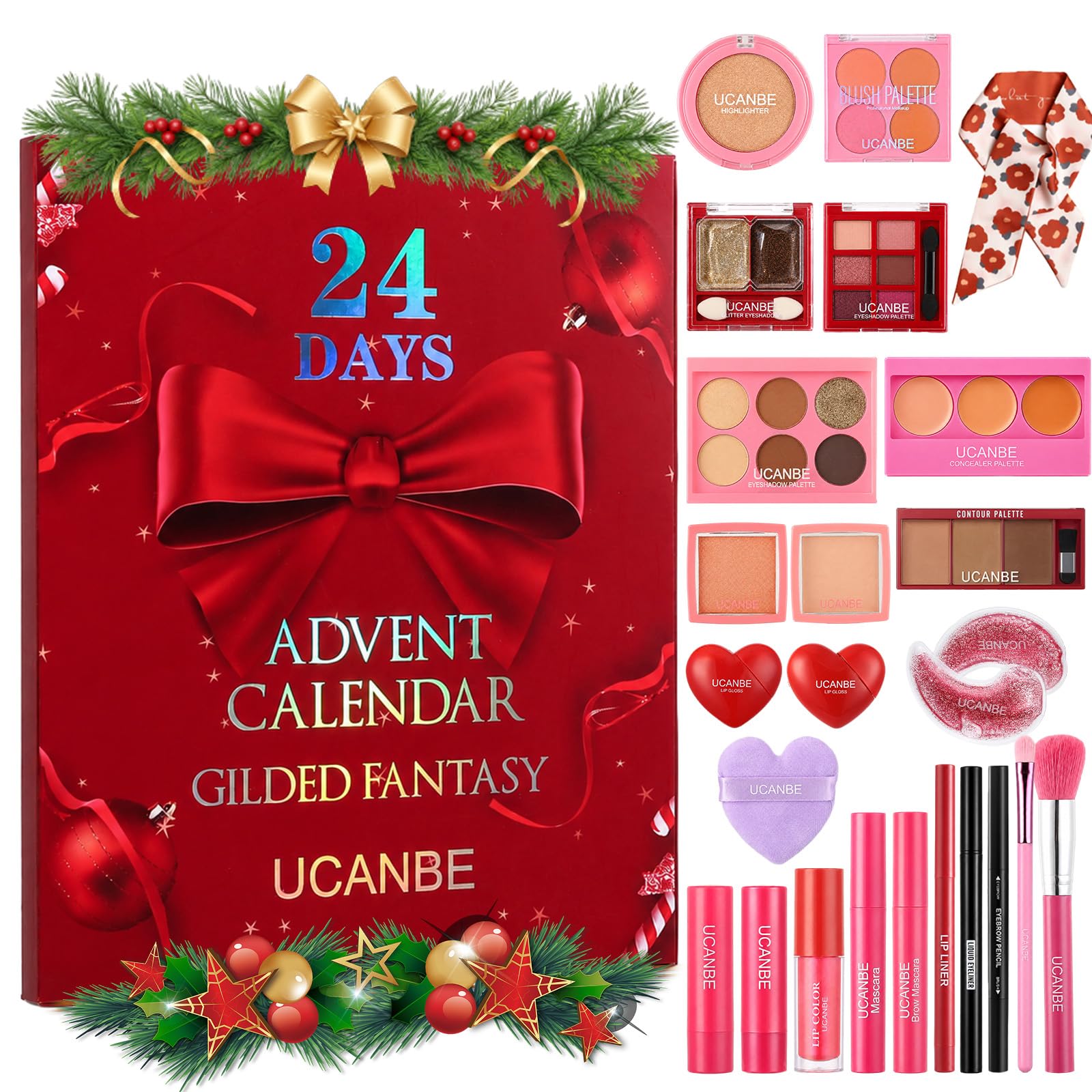 Calendario dell'Avvento del trucco 2026, set regalo di Natale da 24 pezzi, calendario del conto alla rovescia di Natale 2026, set regalo a sorpresa per donne, adolescenti e ragazze