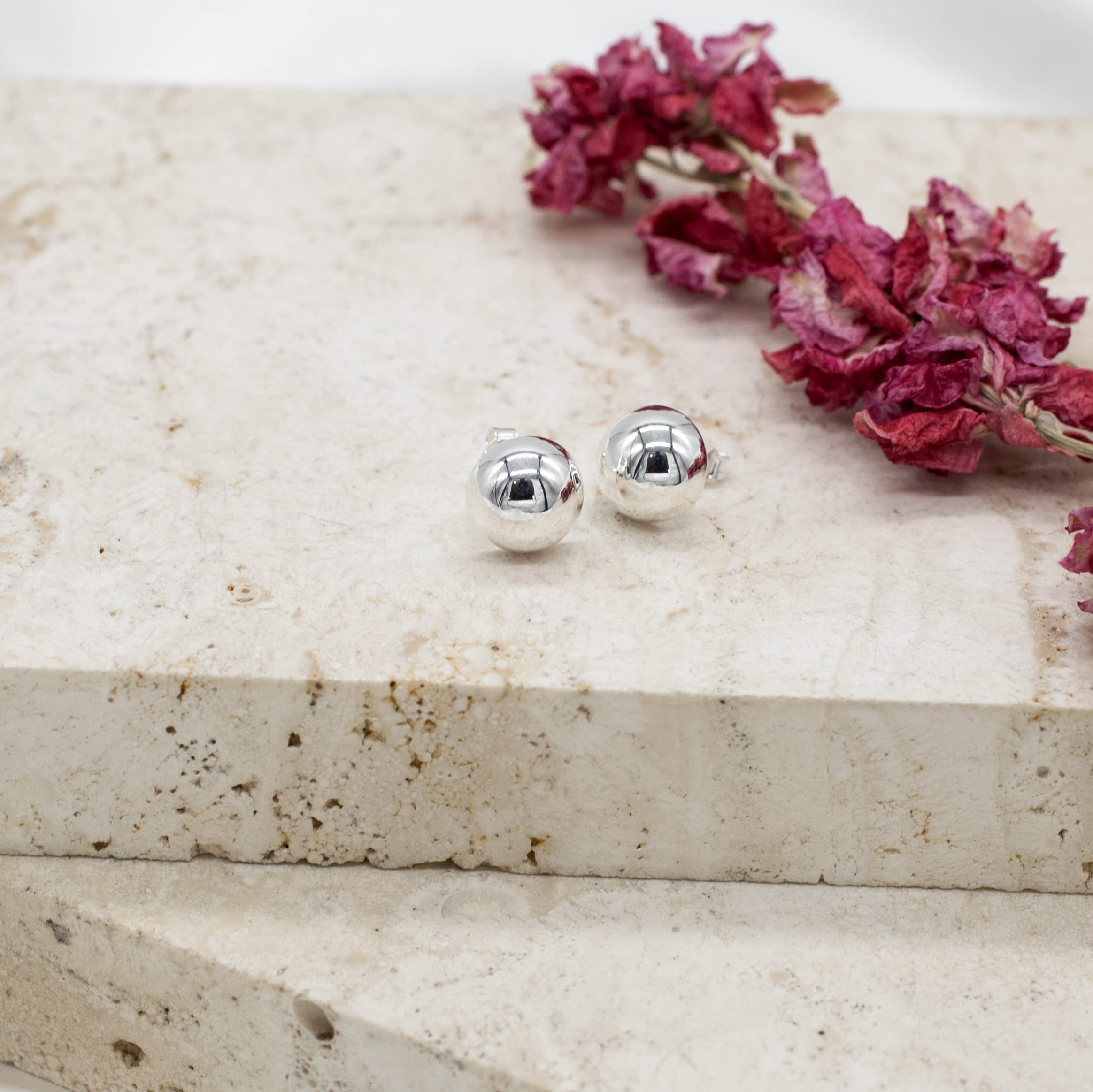 Tuscany Silver Orecchini a perno mezza sfera da 10 mm da donna in argento sterling