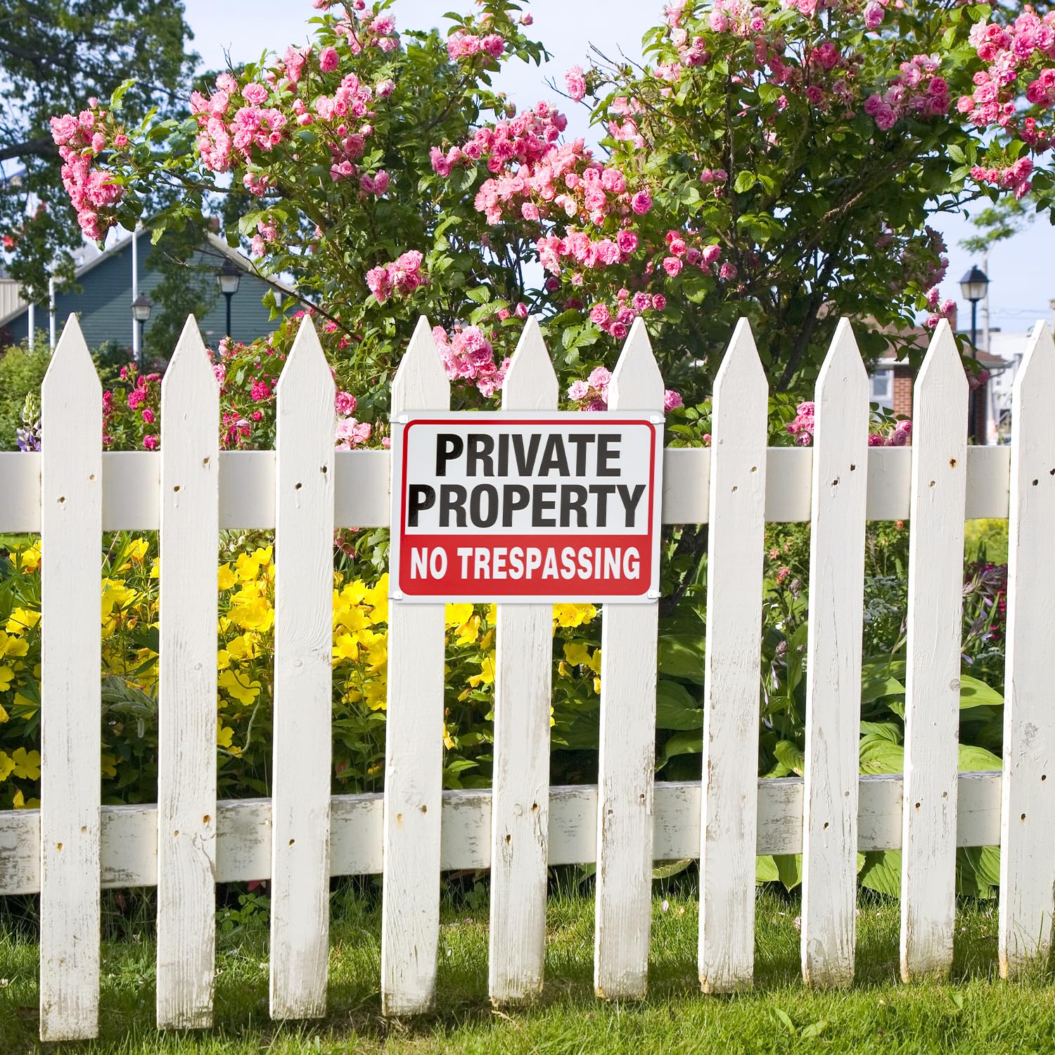 2 Pack Private Property No Trespassing Signs Metal 10"x 7" Private Property Signs Outdoor No Trespassing Reflective Private Property Sign with 8 Zip Ties Rust Free Weatherproof Indoor and Outdoor Use - Image 4