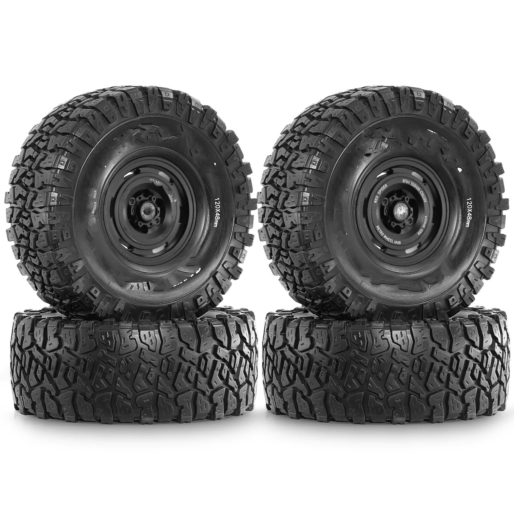 RC Ruote Gomma Compatibile Con Axial Per SCX10 Per TRX4 Per Redcat Gen 8 1/10 RC Crawler 1.9 Pneumatici Mud Slingers 4.7'' 120mm 1.9 Set Di Ruote Beadlock