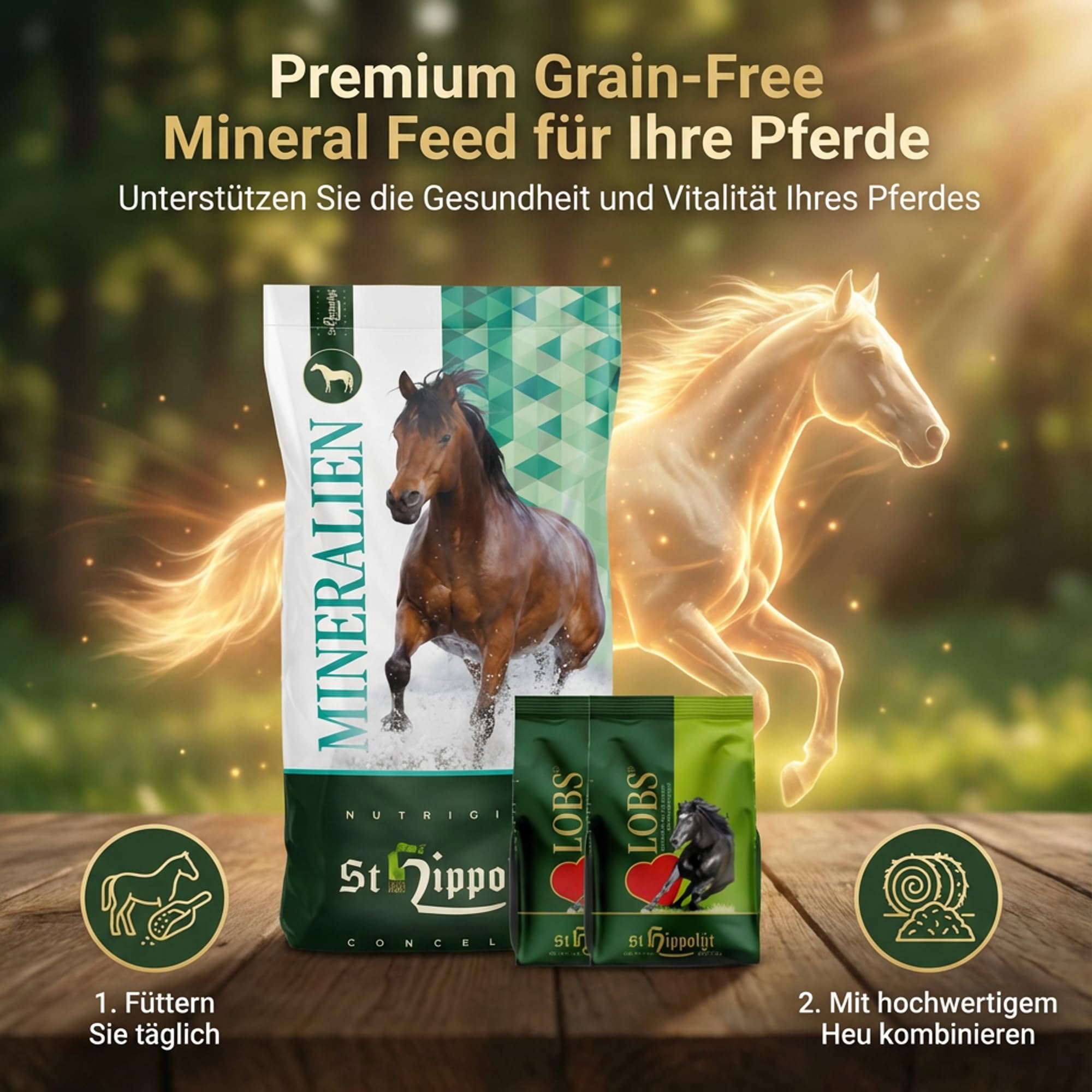 St. Hippolyt SemperMin muesli 15 kg + St Hippolyt Lobs - Cubo di ricompensa, 2 x 1 kg, in confezione regalo