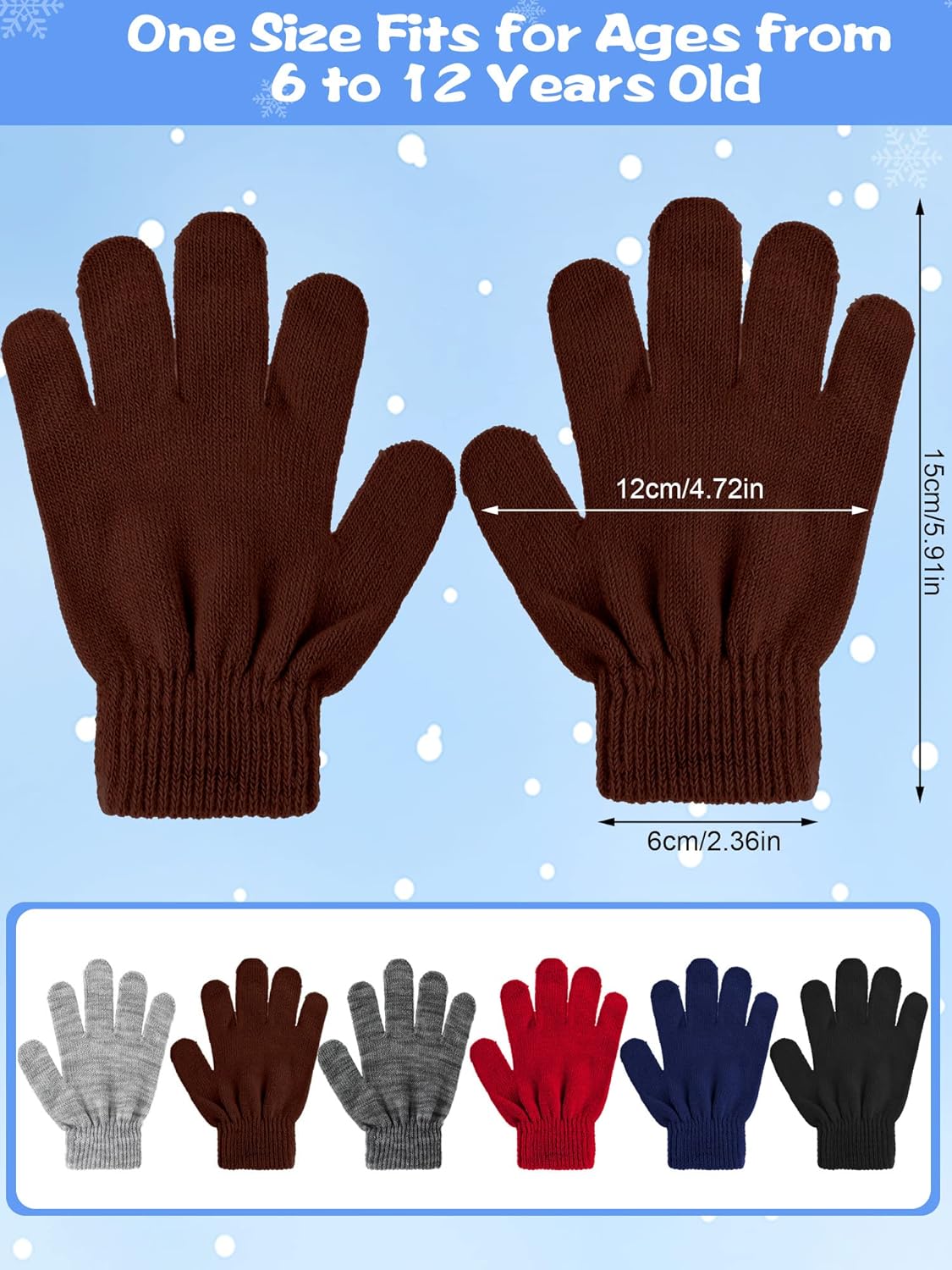 Funtery 48Pcs Kids Winter Beanie and Gloves Set Bulk Pack Knit Hat Unisex Magic Gloves Pack Winter Gift for Boy Girl Donation - Image 6