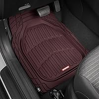 Vista 3 de Motor Trend FlexTough Tapetes de Piso para Autos, Tapetes de Auto Burdeos de Plato Hondo para Todo Clima, Impermeables Recortables a Medida