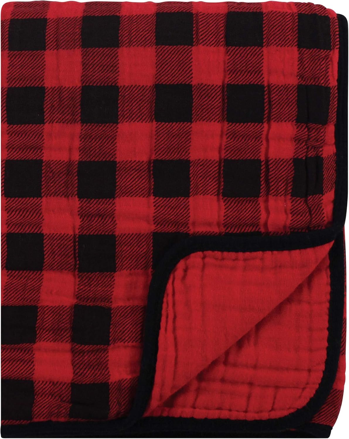 Hudson Baby Unisex Baby Muslin Tranquility Quilt Blanket, Buffalo Plaid, One Size