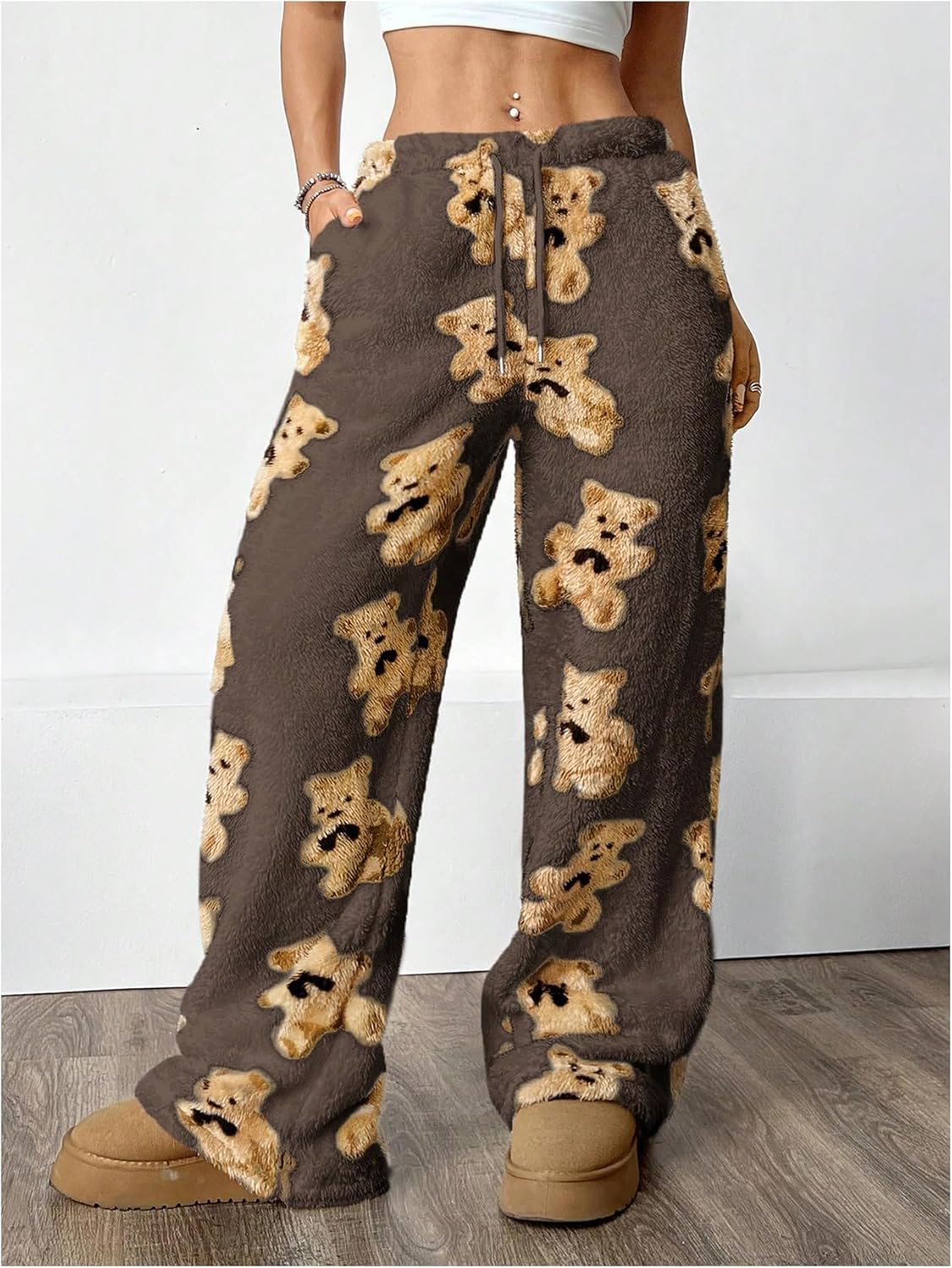 Verdusa Women's Fuzzy Plush Warm Pajama Pants Fleece Lounge Sleepwear Teddy Pj Bottoms Cozy Loungewear - Image 3