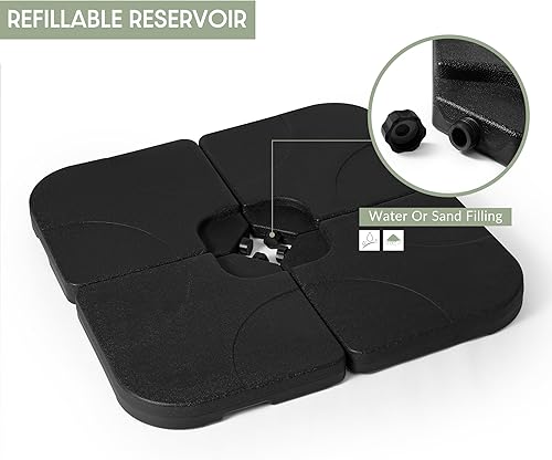 Vista 5 de WestinTrends Paraguas universales de 4 piezas con base cuadrada en voladizo para patio al aire libre, pesos resistentes, relleno de agua o arena