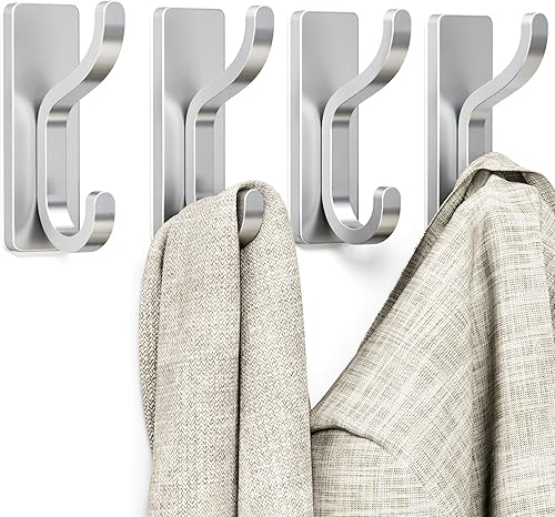 Miniatura 10 de niffgaff Ganchos de pared para abrigo y toalla: colgador adhesivo de puerta de 13 libras, gancho adhesivo para pared, armario, baño, acero