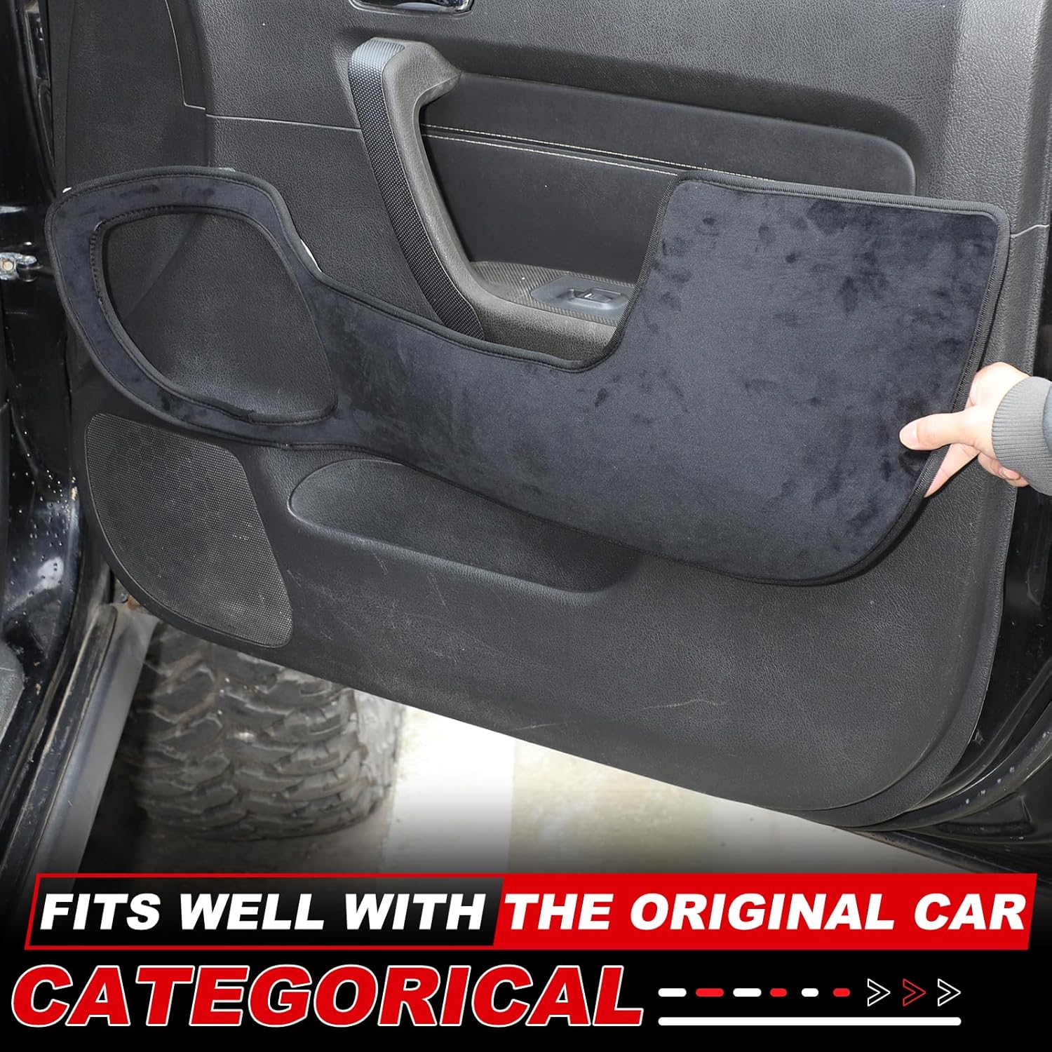 Car Door Anti Kick Pad Cover Compatible with Hummer H3 2005-2009 Accessories, Door Scratch Protector Molding Trim, 4Pcs