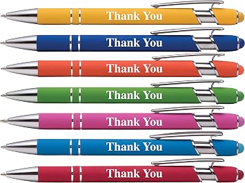 Express Pencils Thank You Premium Gift Stylus Pens For All TouchScreen Devices - Metal Soft Touch - 2 in 1 Combo Pen for Events, Parties, Employee Appreciation & More 7 Pack