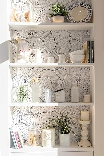 Miniatura 20 de Kitico Papel tapiz autoadhesivo para despegar y pegar, hojas extraíbles, papel de contacto con hojas verdes, papel tapiz autoadhesivo de hojas