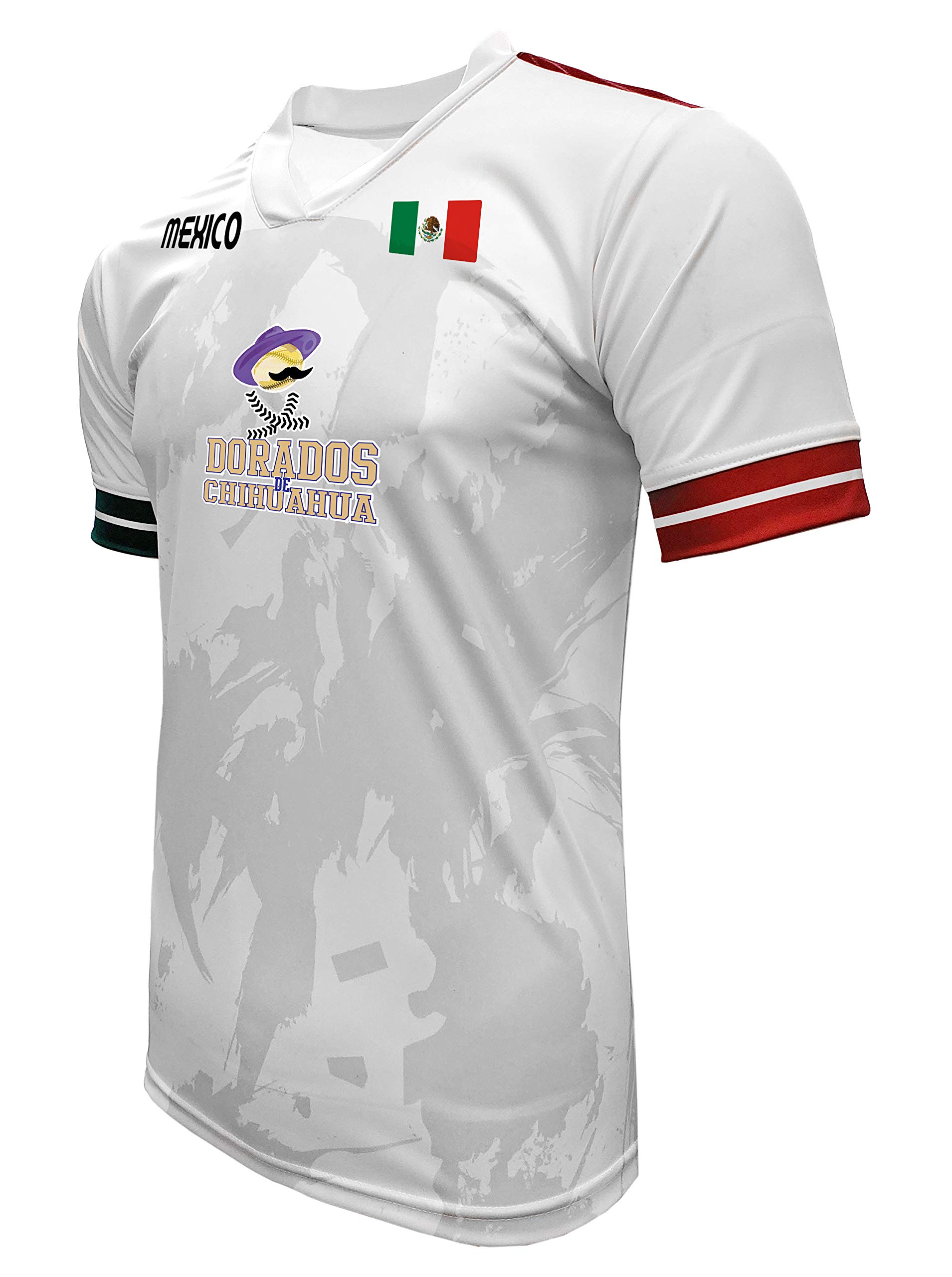 ARZA Jersey Dorados de Chihuahua DTF Logo Design Mexico White Short Sleeve for Men (US, Alpha, X-Large, Regular, Regular, White)