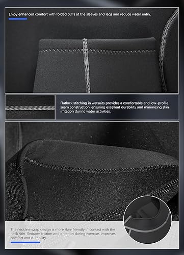 Miniatura 6 de Hevto Traje de neopreno de talla grande para hombres y mujeres, 30.079 in, 50.157 in, neopreno completo, shorty traje húmedo con cremallera en la