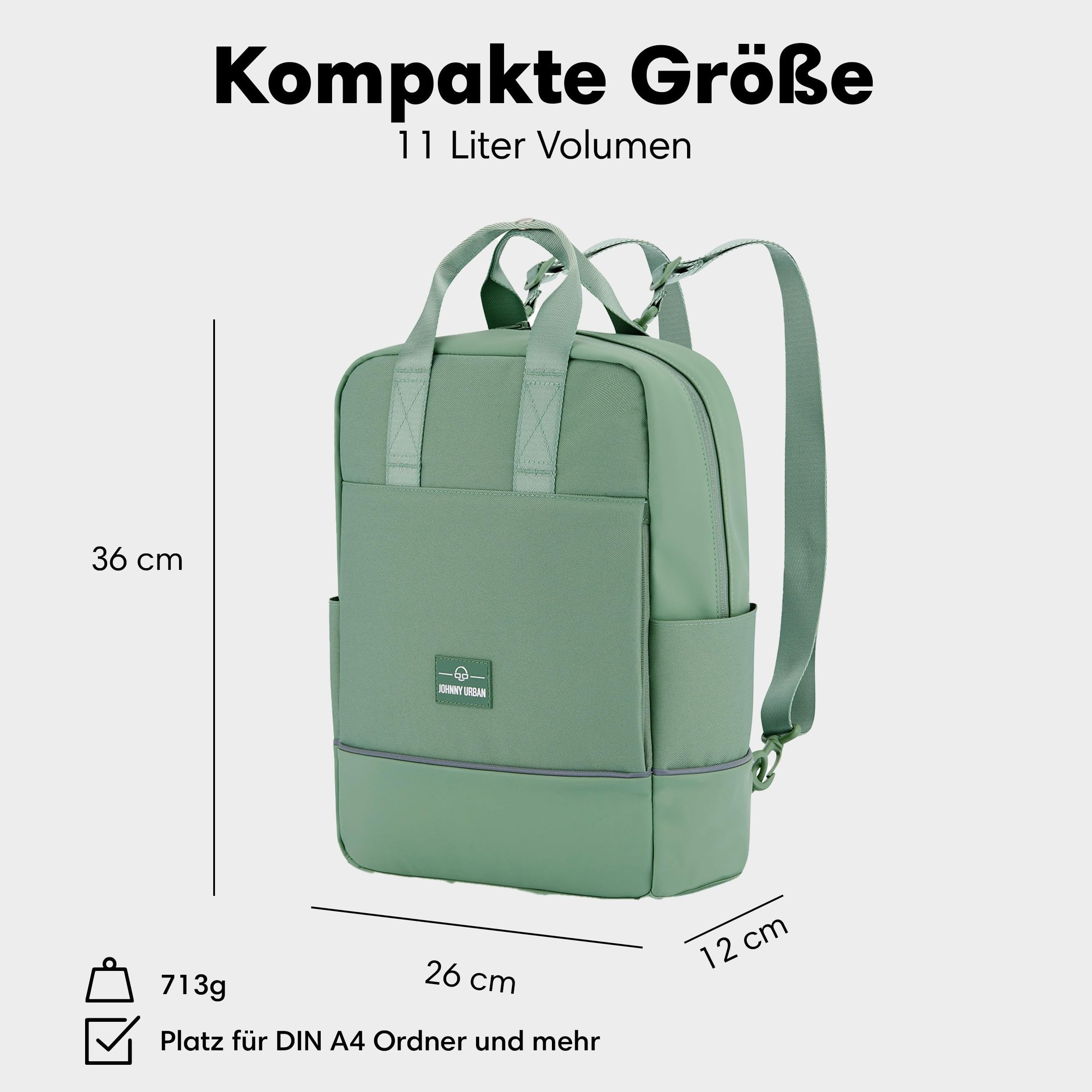 Johnny Urban Fahrradtaschen für Gepäckträger Damen & Herren Grün - Jona Medium Bike - 2 in 1 Fahrrad Tasche Rucksack & Gepäckträgertasche Hinten - Wasserabweisend
