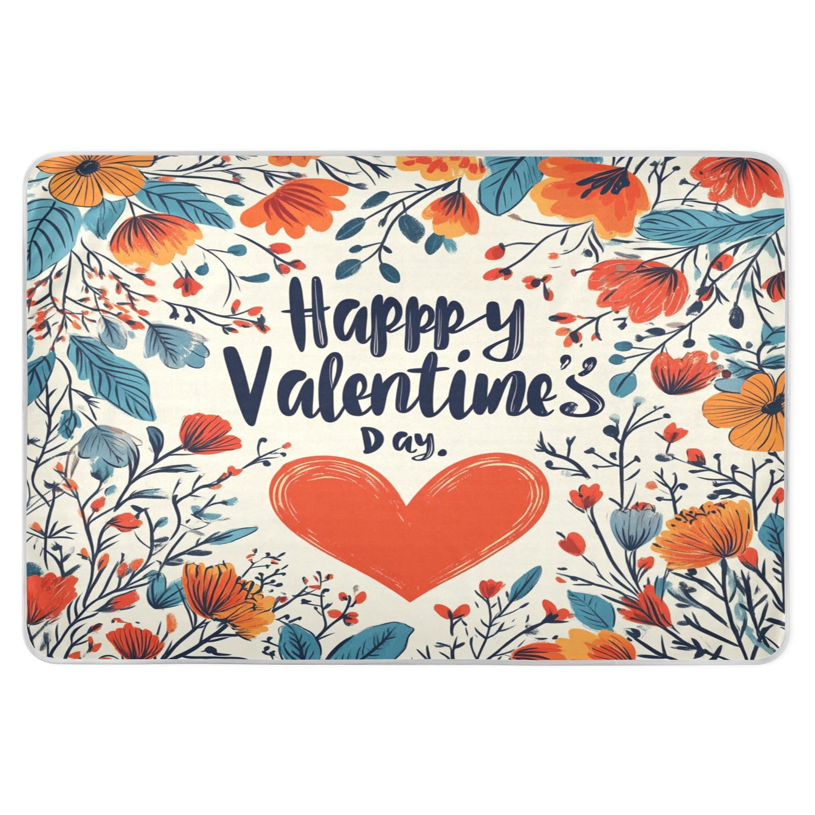 Valentines Day Florals Red Love Heart Happy Valentine's Day Extra Large Resuable Changing Pad Covers Soft Absorbent