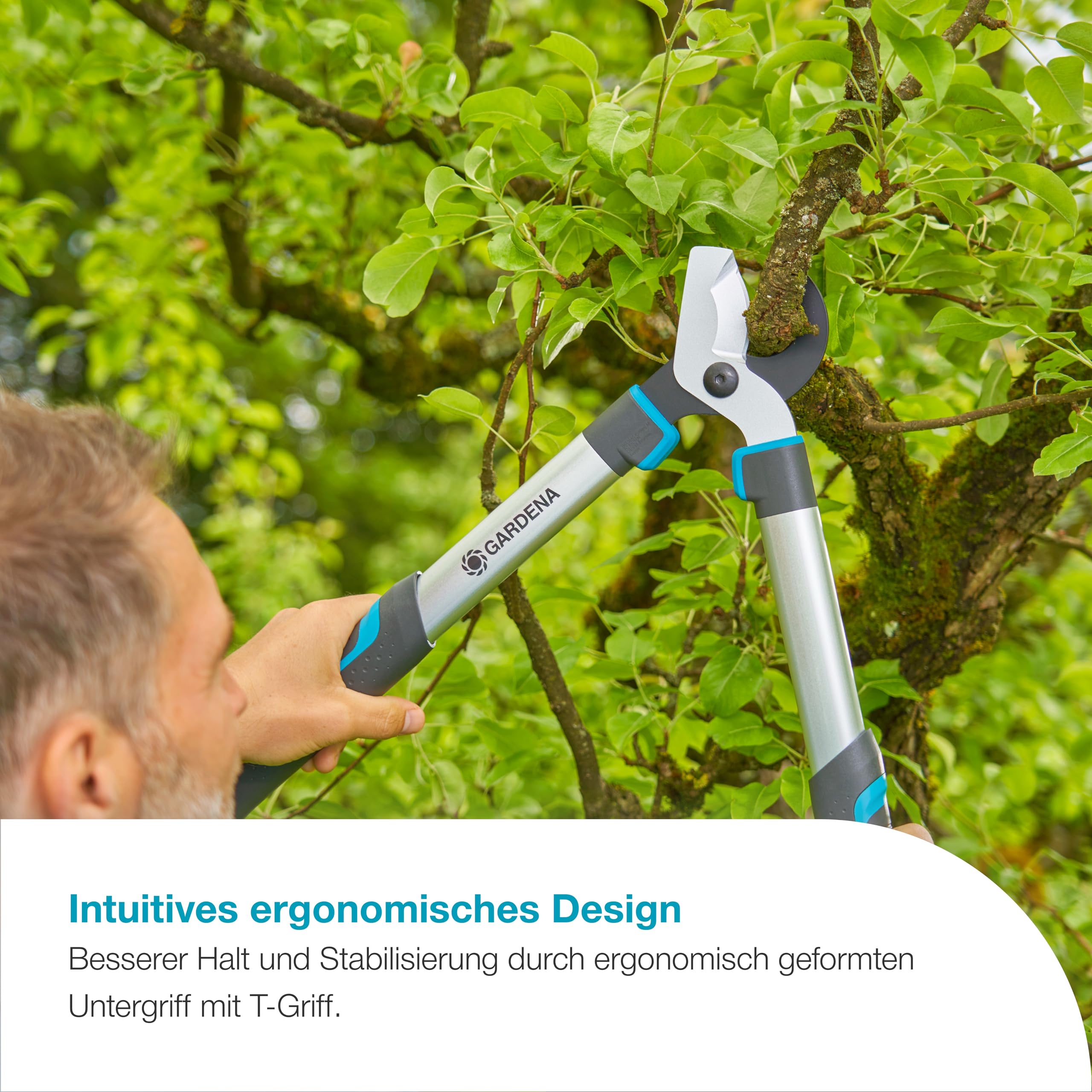 Gardena EasyCut S, Bypass-Astschere für frisches Holz bis 45 mm, präzisionsgeschliffene Klingen, PowerCoating für saubere Schnitte, ergonomisches Design, 900 g leicht (12030-88)