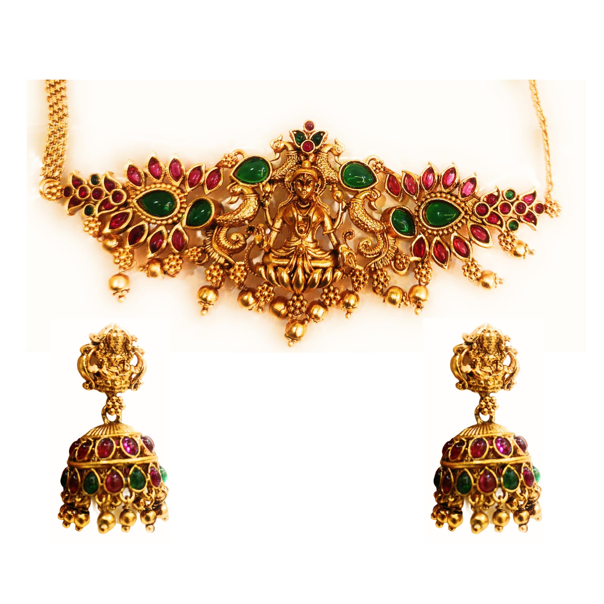 Aryavansh Emporium Lakshmi short choker Necklace Design South Indian Wedding Fashion Jewellery Necklace Set For Girls Women (B0CD69ZF97) Amazon Price History, Amazon Price Tracker