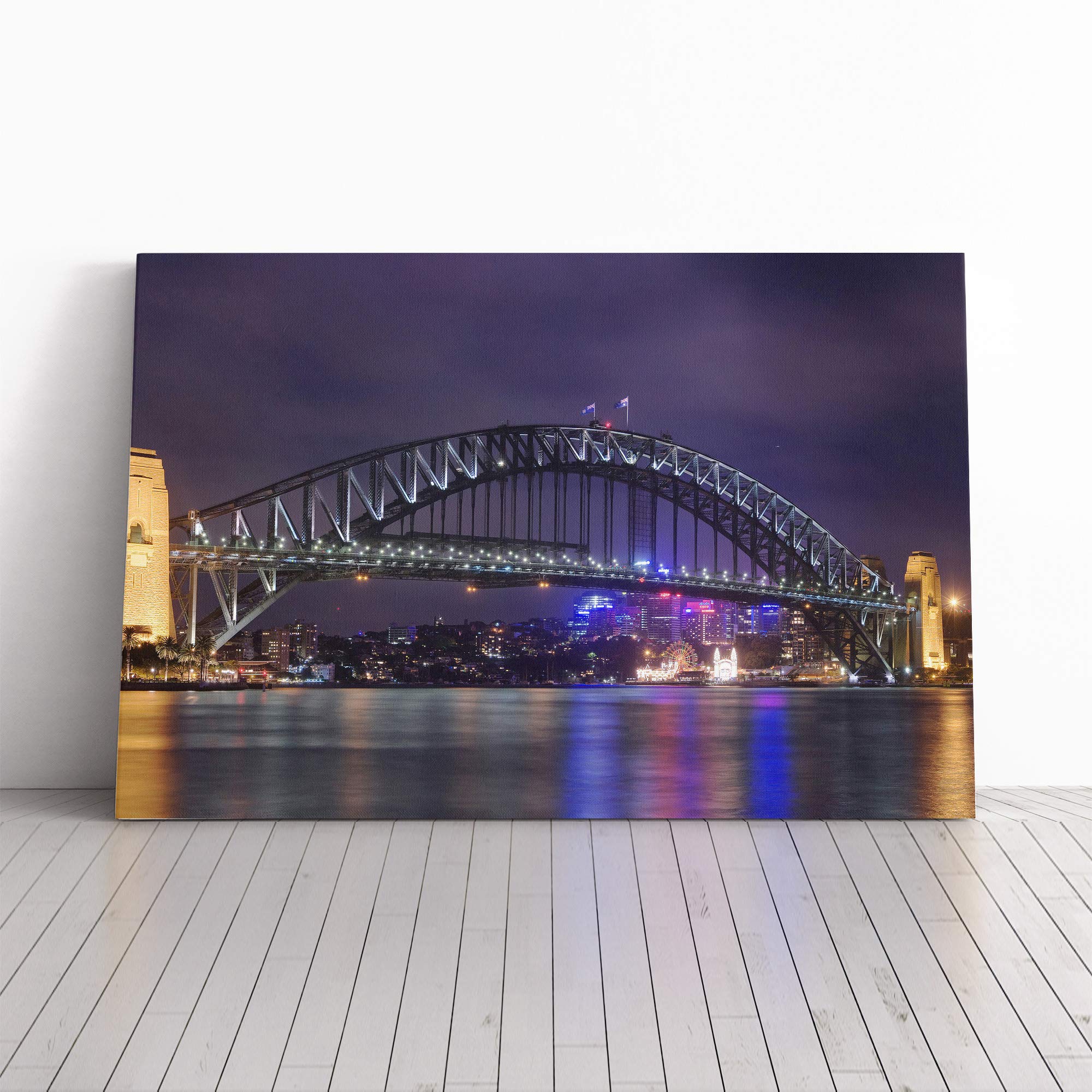 Sydney Australia Harbour Bridge Canvas Print | Gallery Wrapped 30mm Frame Wall Art | 20x14 inches | Ready to Hang | Modern Seascape Picture | Living Room Bedroom Lounge Office