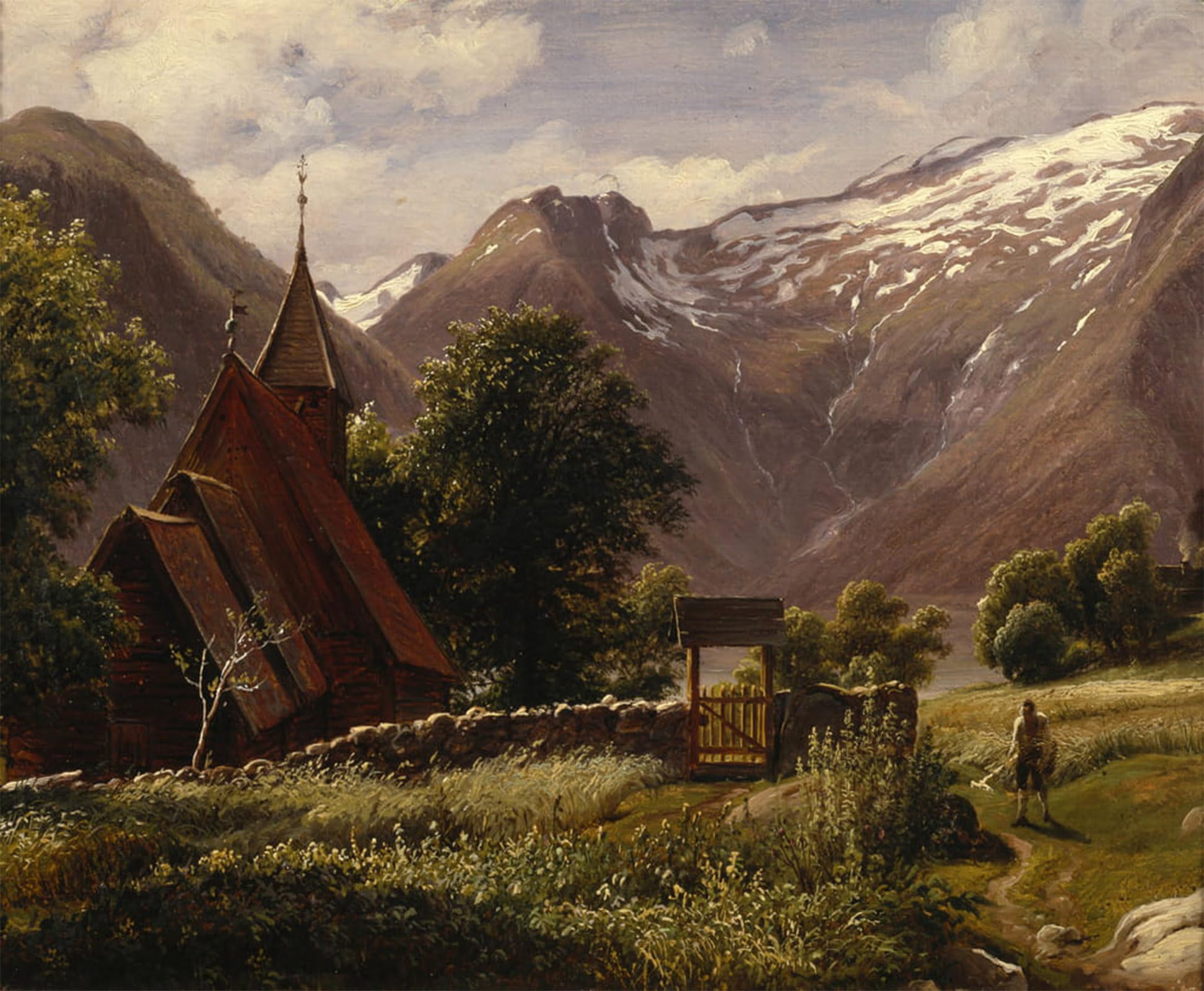 Tableau paysage église Jugum Balestrand de Fearnley en impression sur toile 60x90cm - 5
