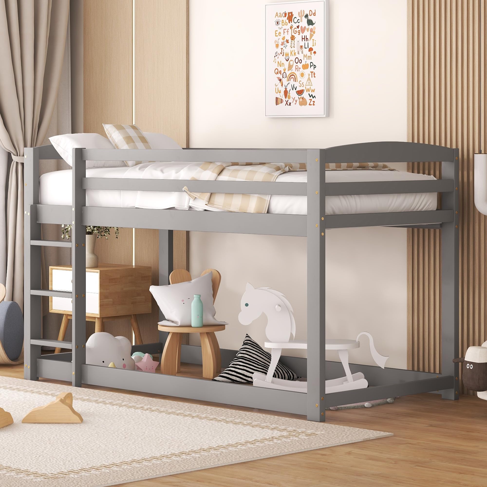 Letto a Castello per Bambini e Ragazzi, Lettino per Bambini, Diviso in 2 Letti Singoli, Robusta