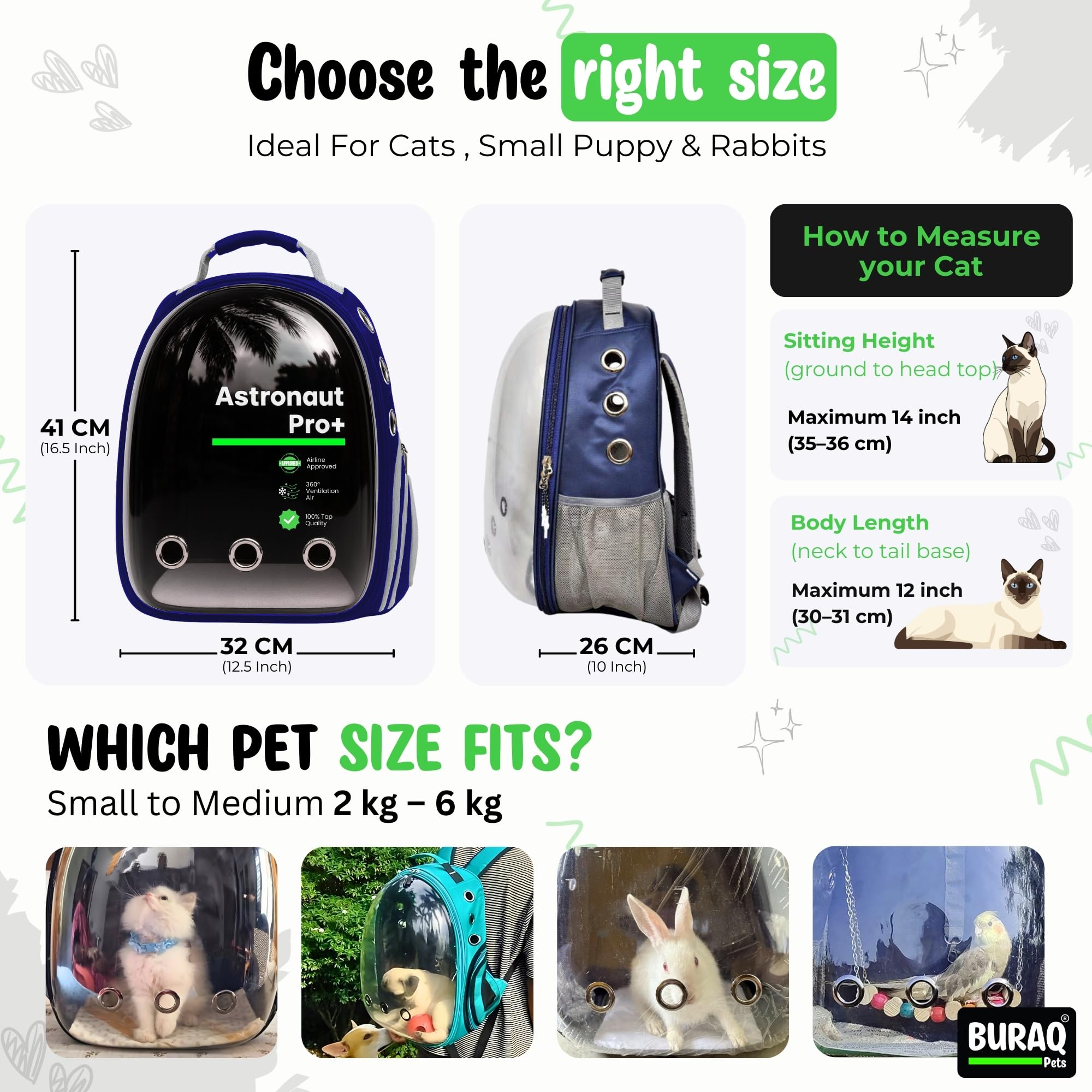Buraq Pets Astronaut Pro Pet Carrier Backpack for Cats & Puppies 1