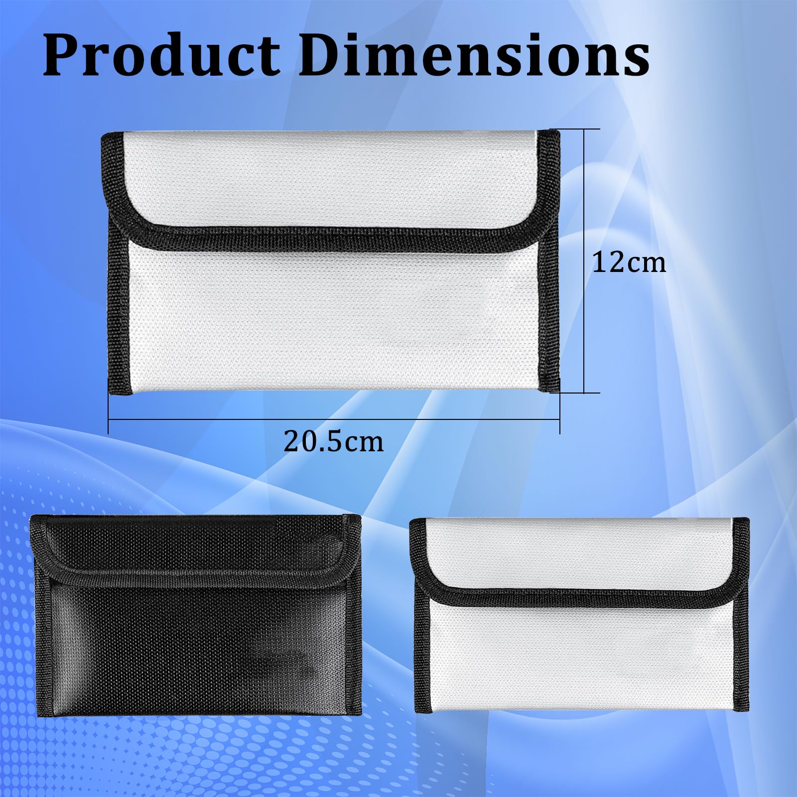 2 Piezas Carteras Ignífugas 20 x 12cm Bolsa de Seguridad Ignífuga con Cremallera Bolsas Ignífugas para Documentos para Pasaporte Dinero Efectivo Archivos Bancarios Joyería Objetos de Valor