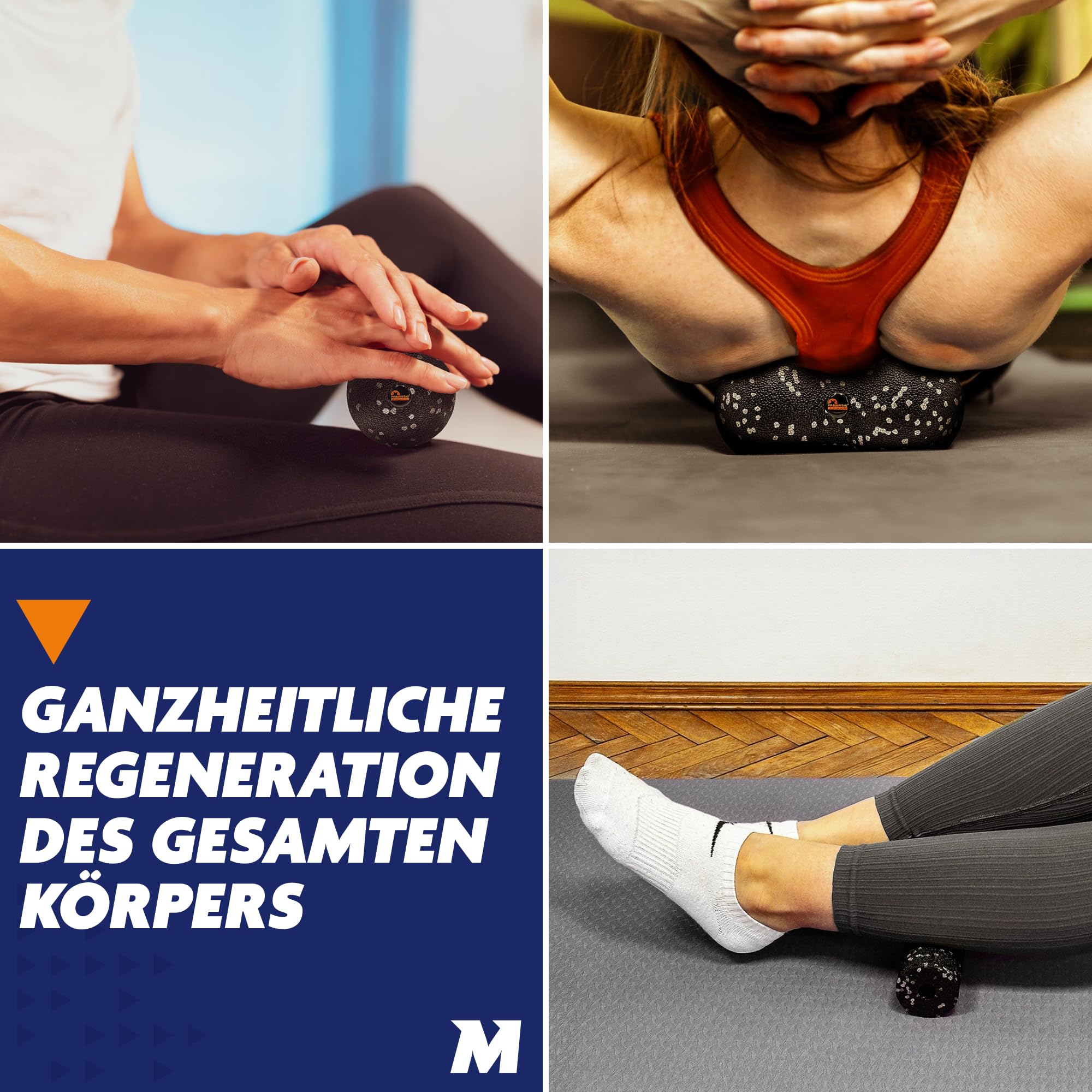 Tenso Faszienrollen 4-IN-1 SET — Mittelharte Faszienrolle + Duoball + Triggerpunkt-Ball + Mini-Rolle für Rücken & Wirbelsäule, Premium EPP-Schaum, Hypoallergen,