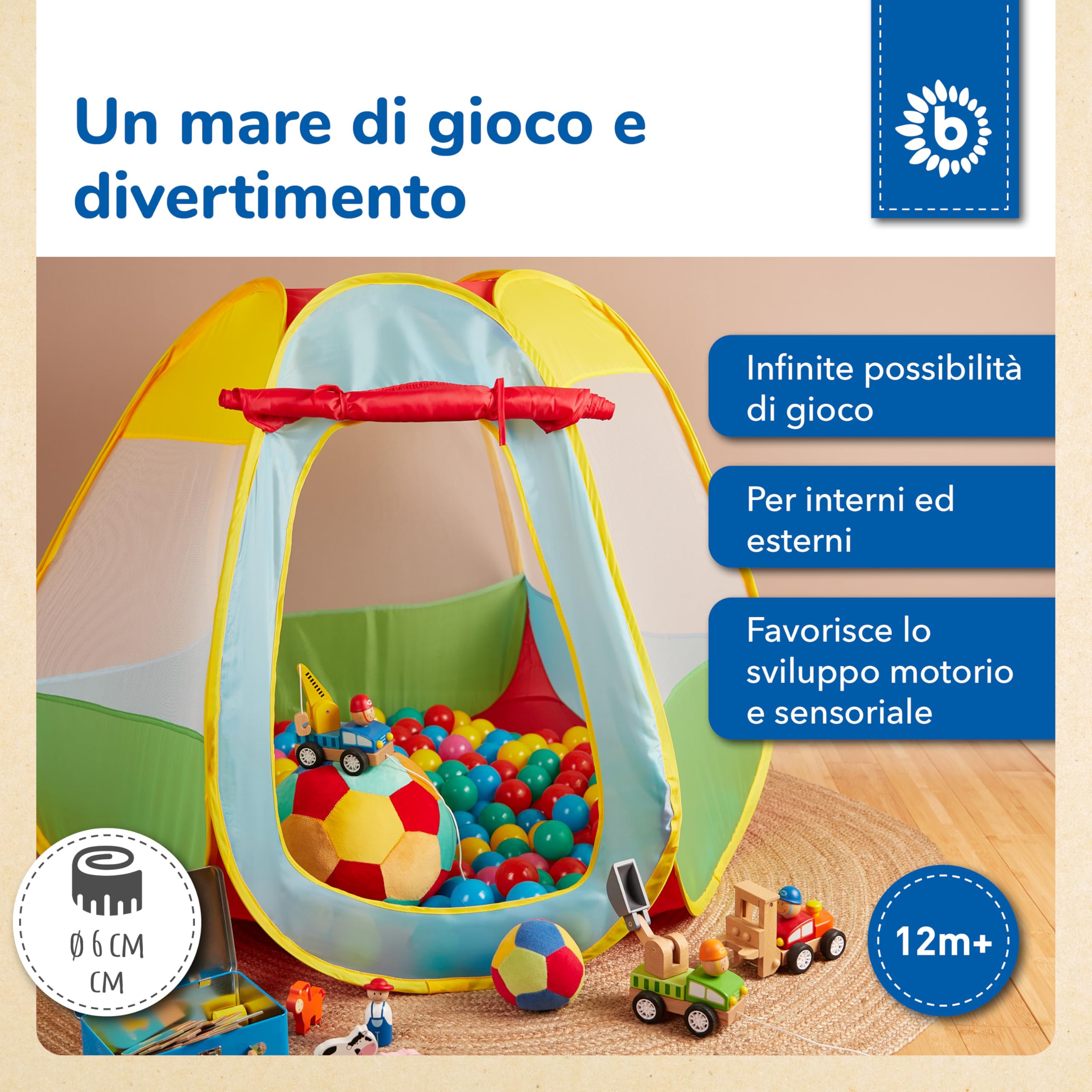 Bieco 22000510, 100 palline colorate, circa 6 cm